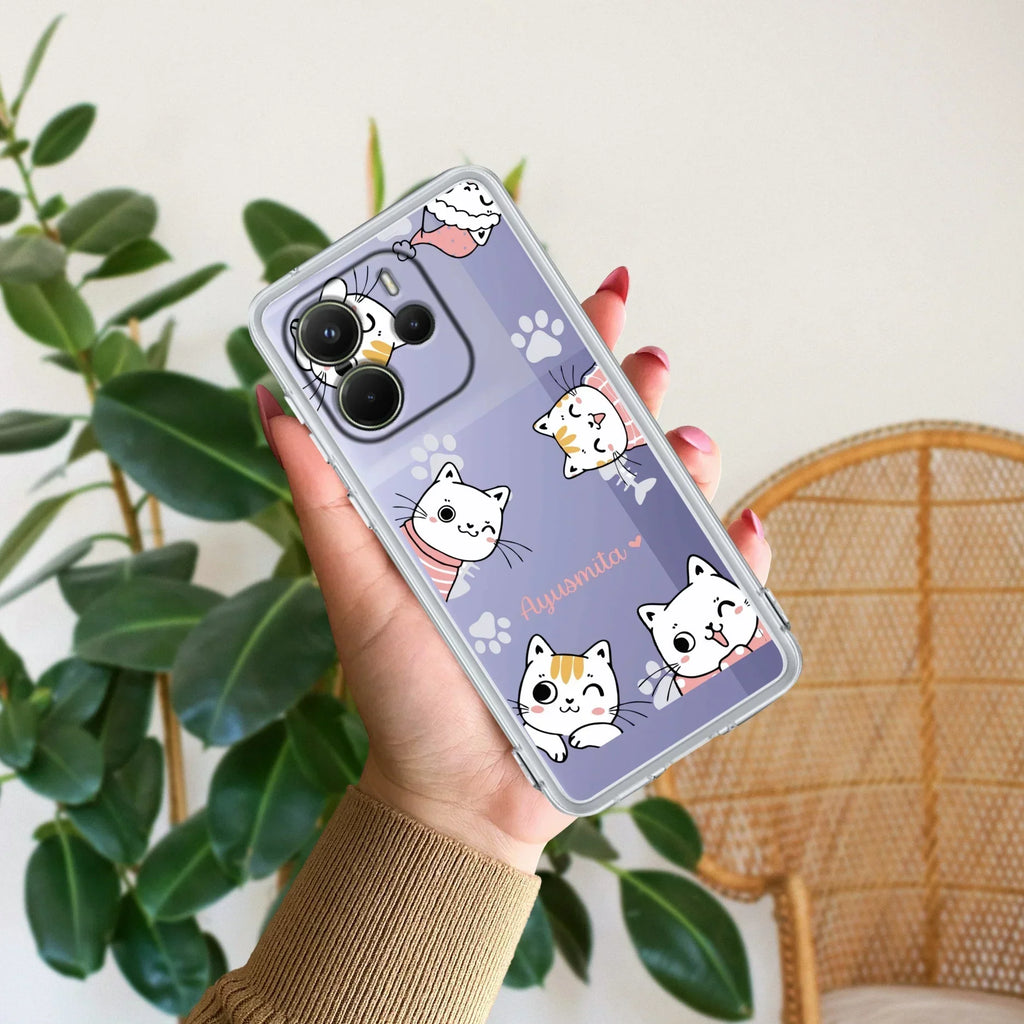 Cute Cat Customize Transparent Silicon Case For Redmi 13C 4G
