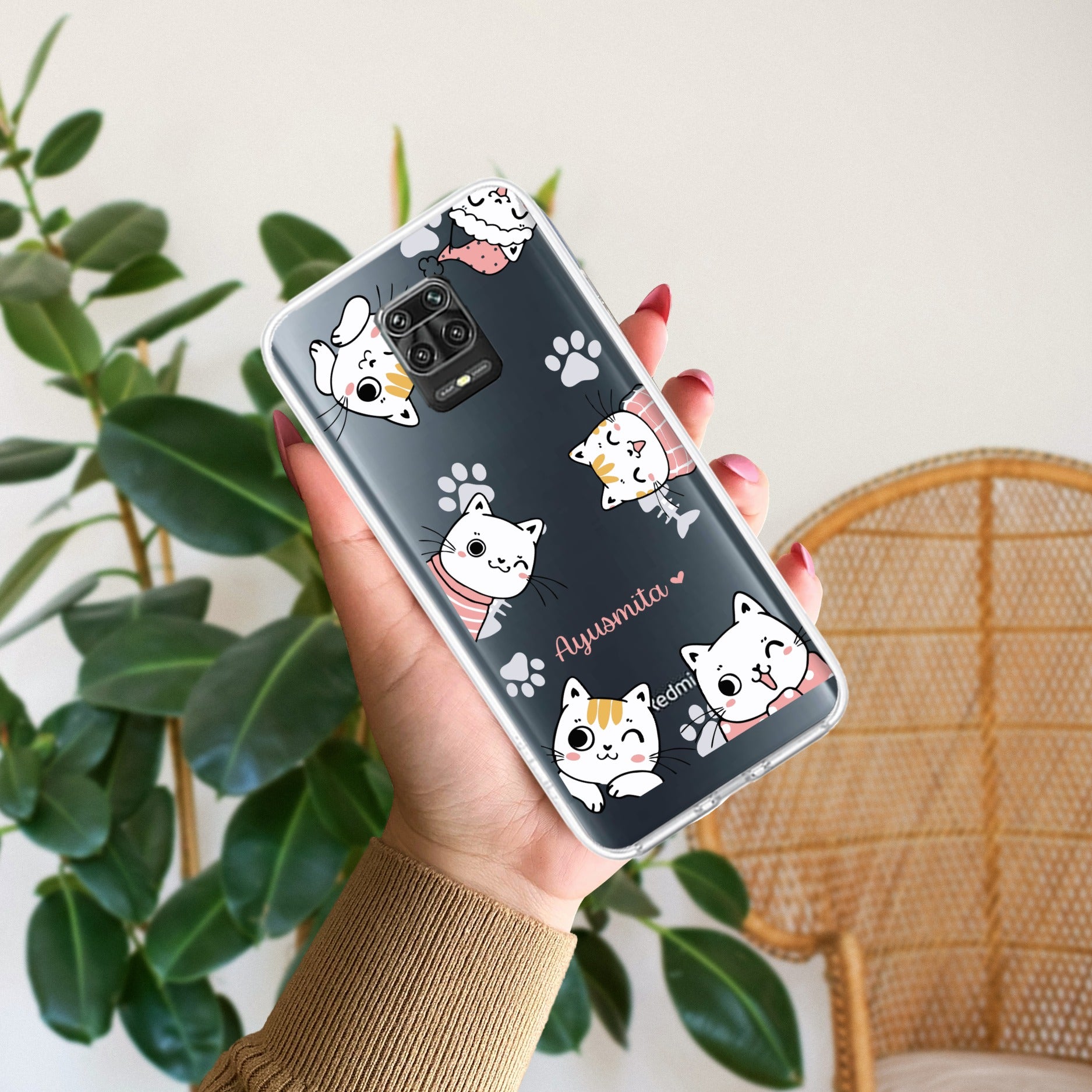 Cute Cat Anti Yellow Case For Redmi Note 9 Pro