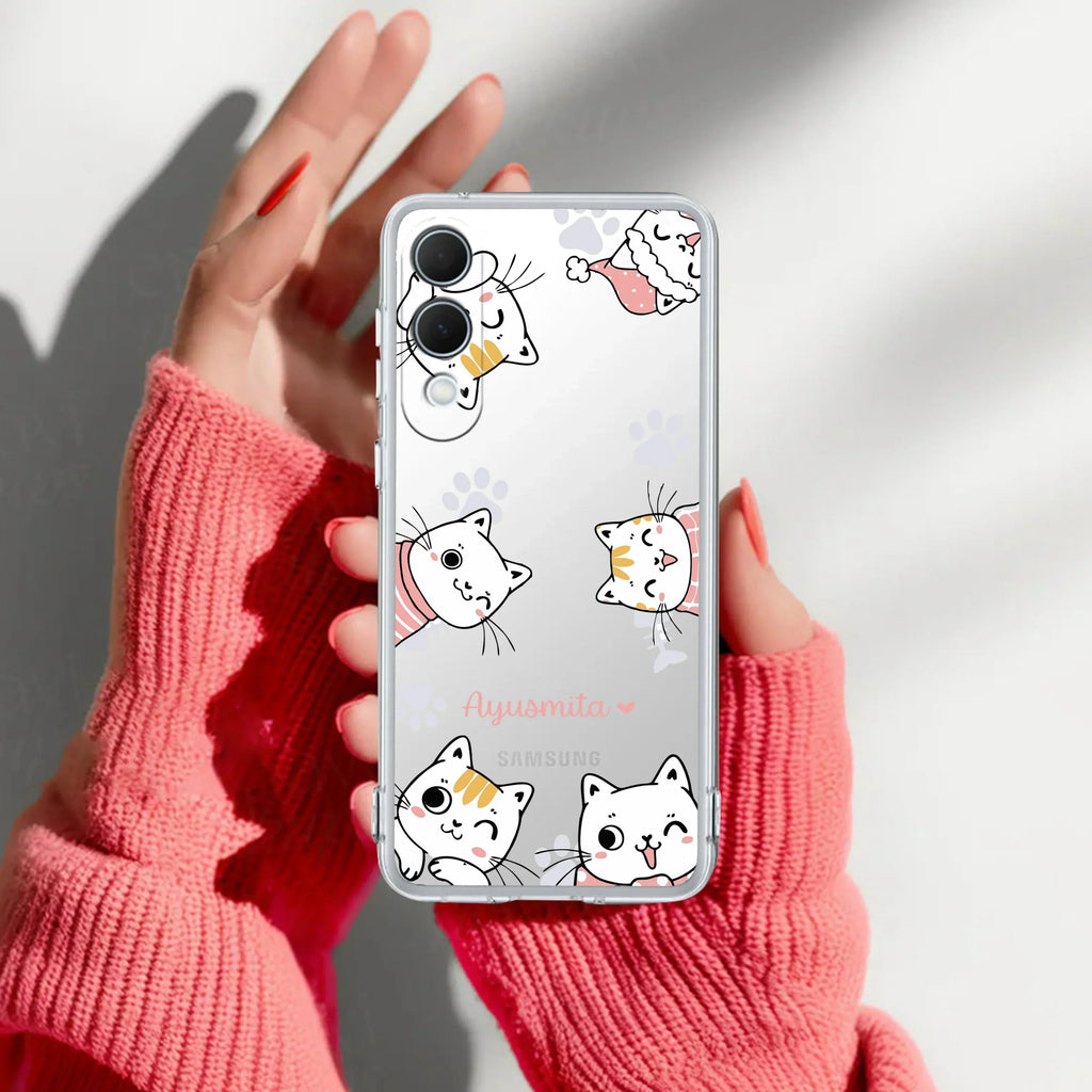 Cute Cat Customize Anti Yellow Case For Samsung Galaxy S25 Edge 5G