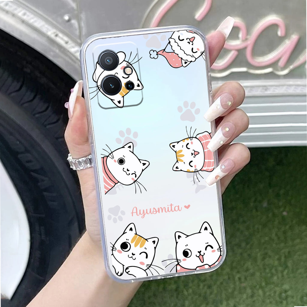 Cute Cat Customize Anti Yellow Case For Vivo T1 5G
