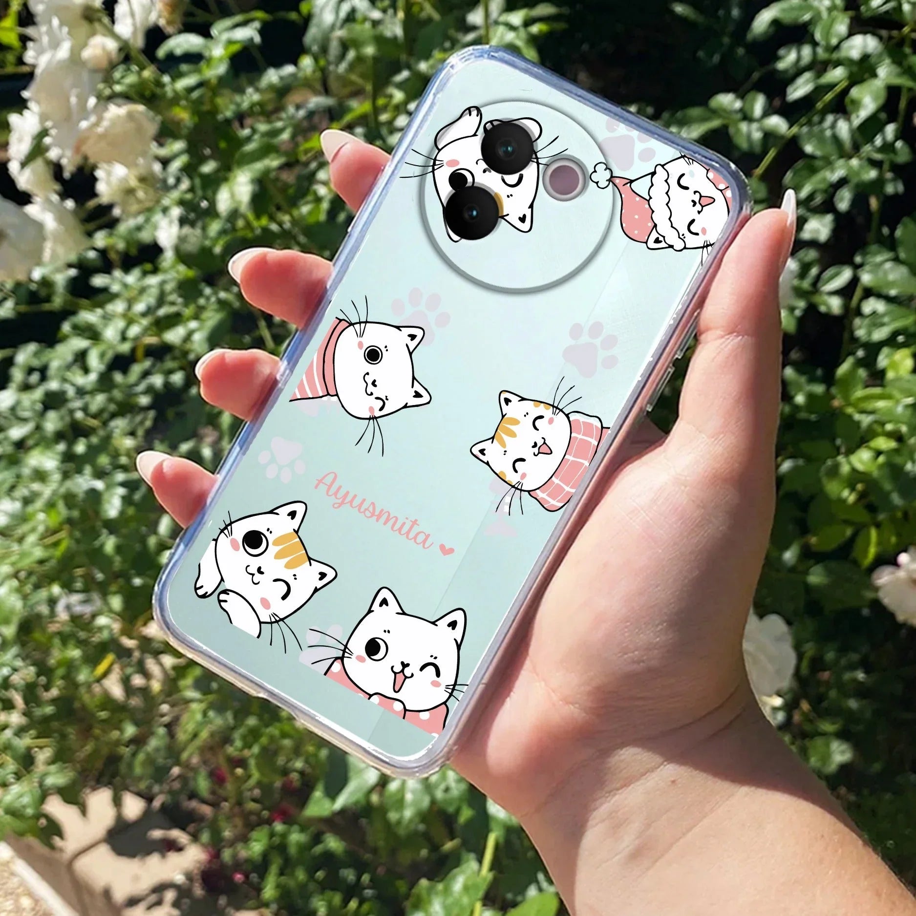 Cute Cat Customize Transparent Silicon Case For Vivo - ShopOnCliQ