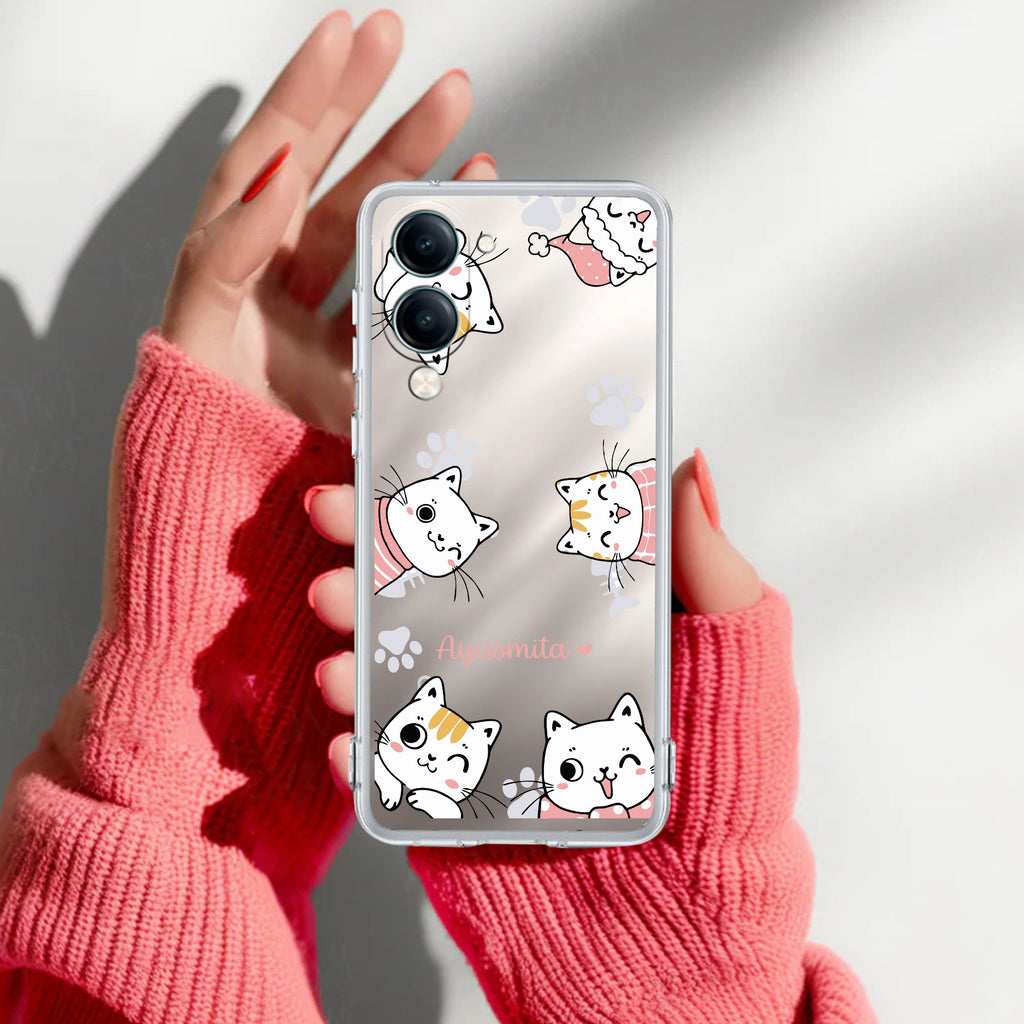 Cute Cat Anti Yellow Case For Vivo T4 Lite 5G