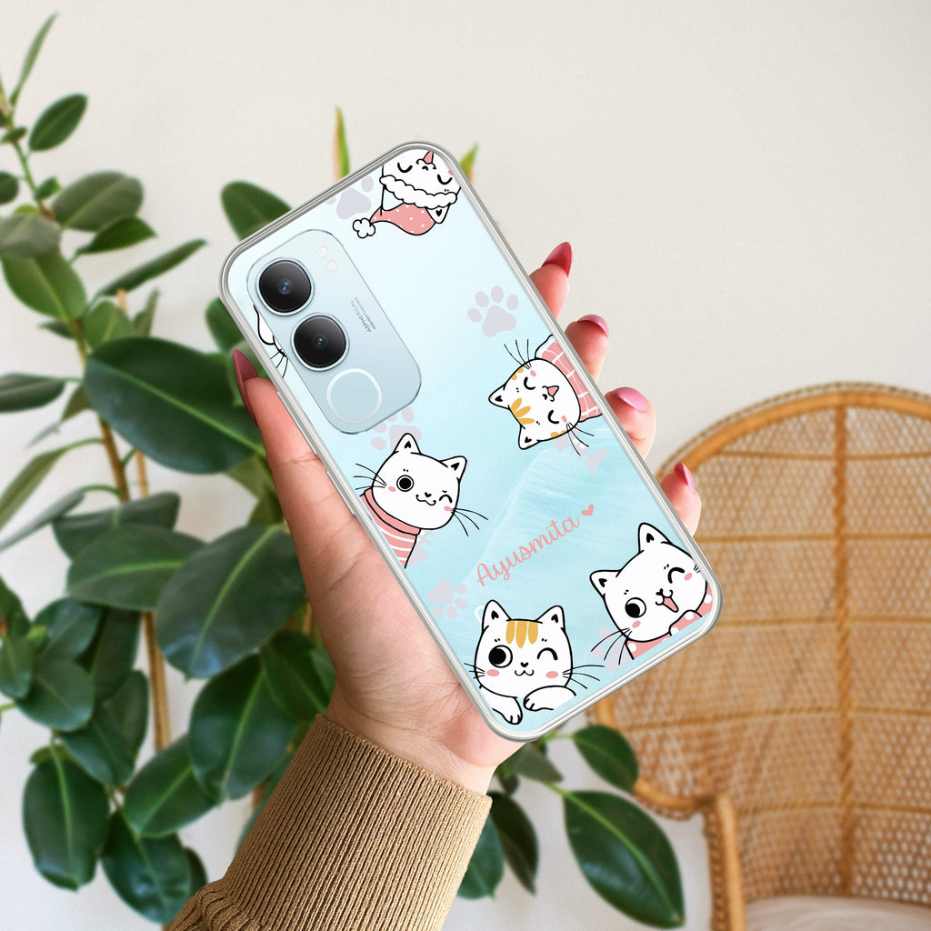Cute Cat Anti Yellow Case For Vivo Y29 5G