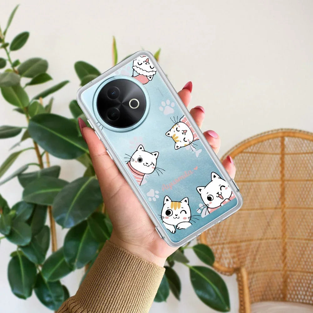 Cute Cat Customize Transparent Silicon Case For Vivo Y39 5G