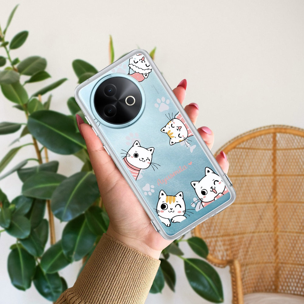 Cute Cat Customize Transparent Silicon Case For Vivo