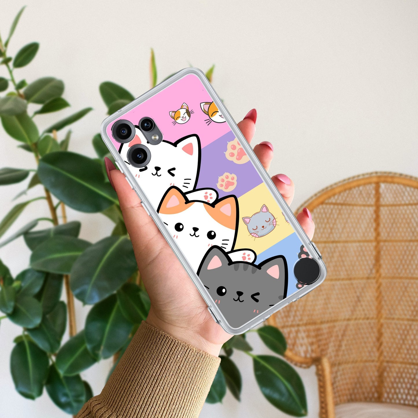 Cute Cat Transparent Silicon Case For Nothing