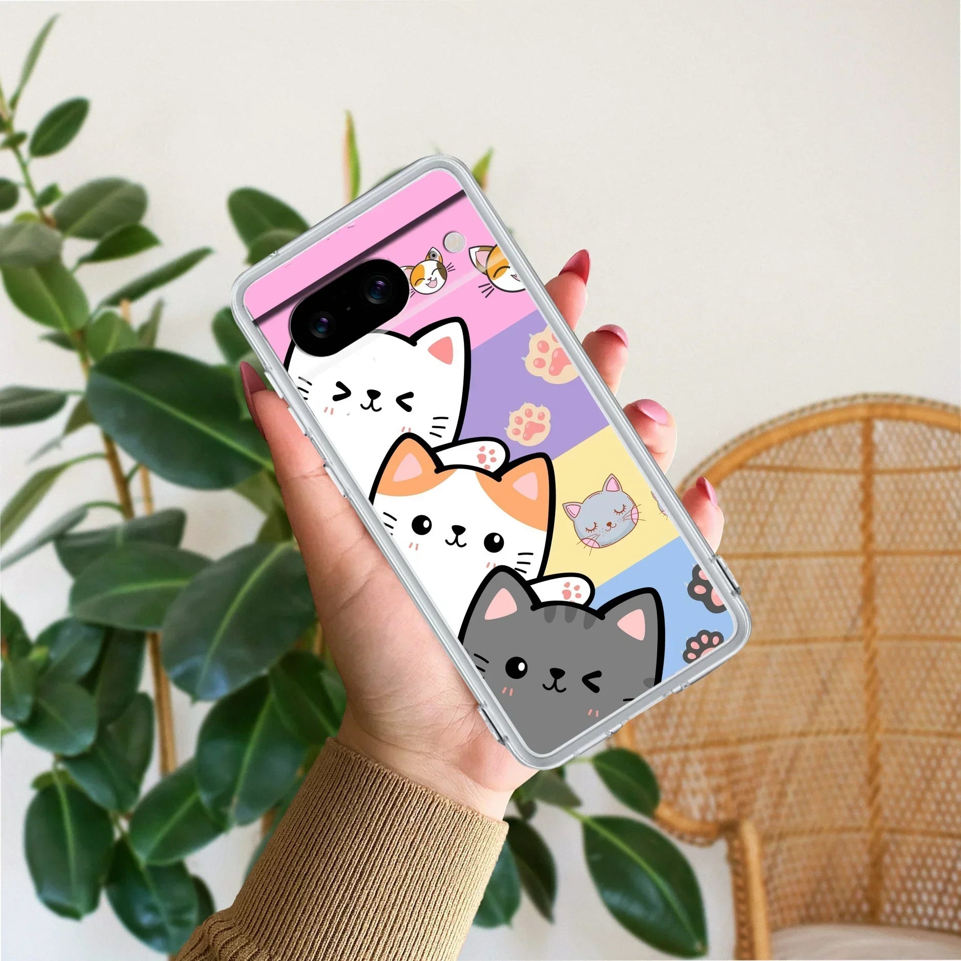 Cute Cat Transparent Silicon Case For Google Pixel 8 5G