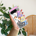 Cute Cat Transparent Silicon Case For Google Pixel 9 Pro XL