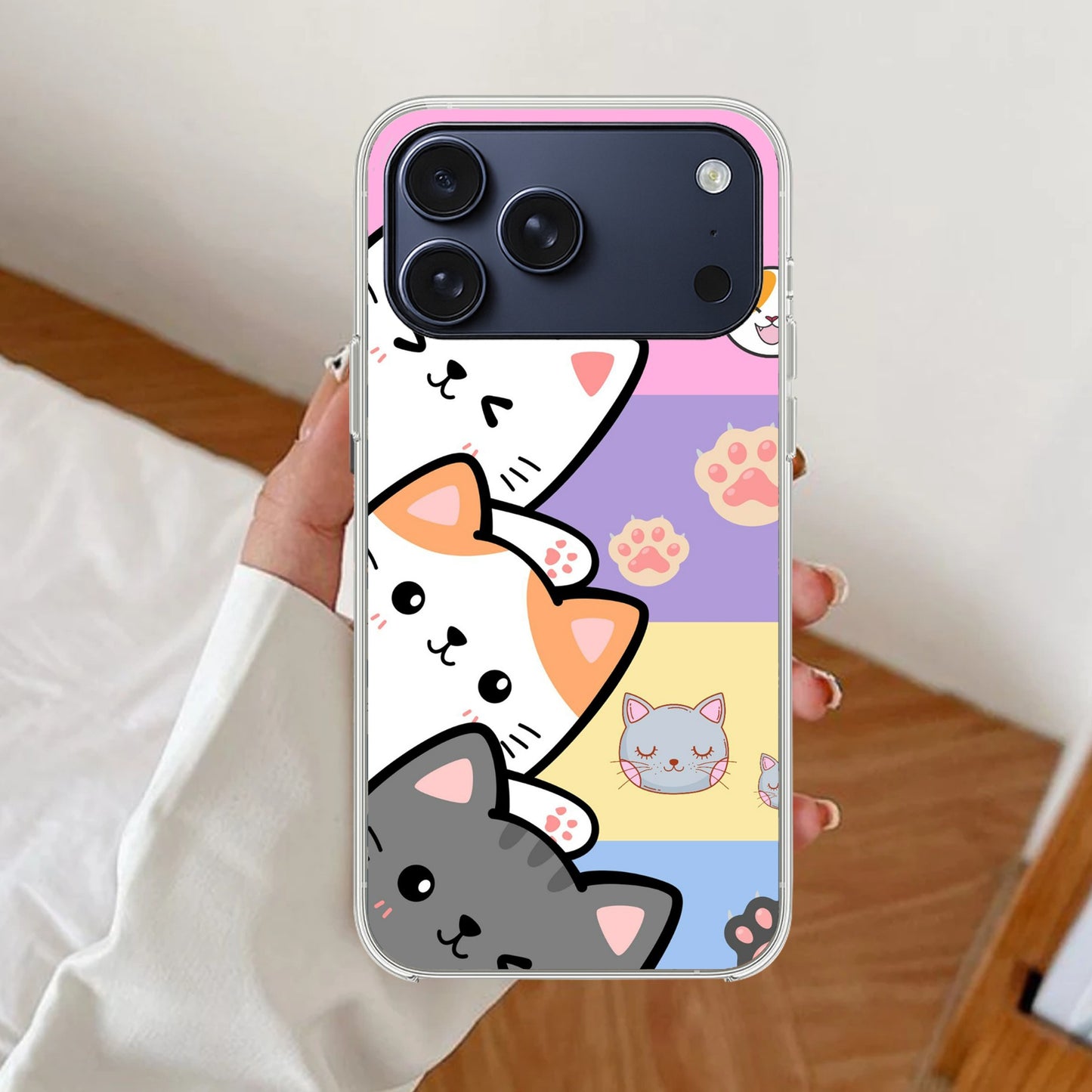 Cute Cat Transparent Silicon Case For iPhone