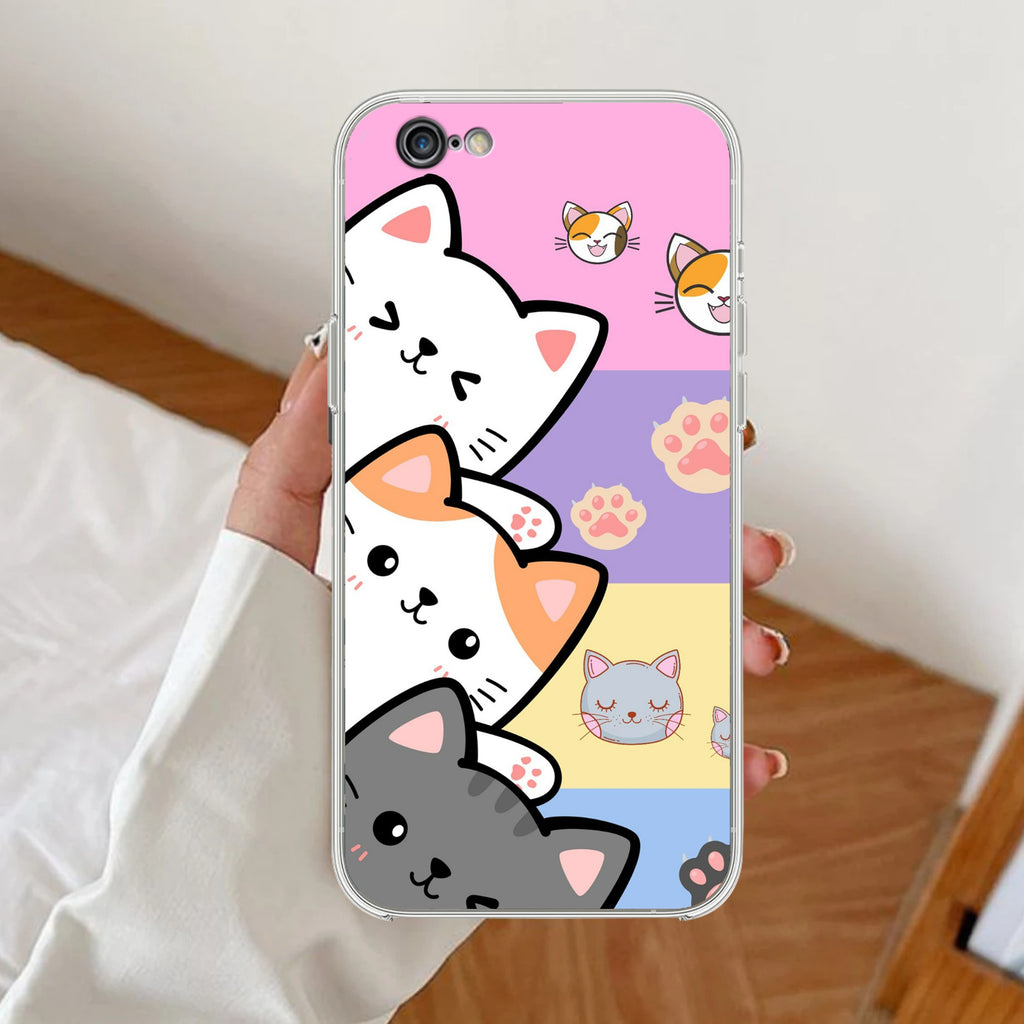 Cute Cat Anti Yellow Clear Case For iPhone 7 / iPhone 8 / iPhone Se 2020