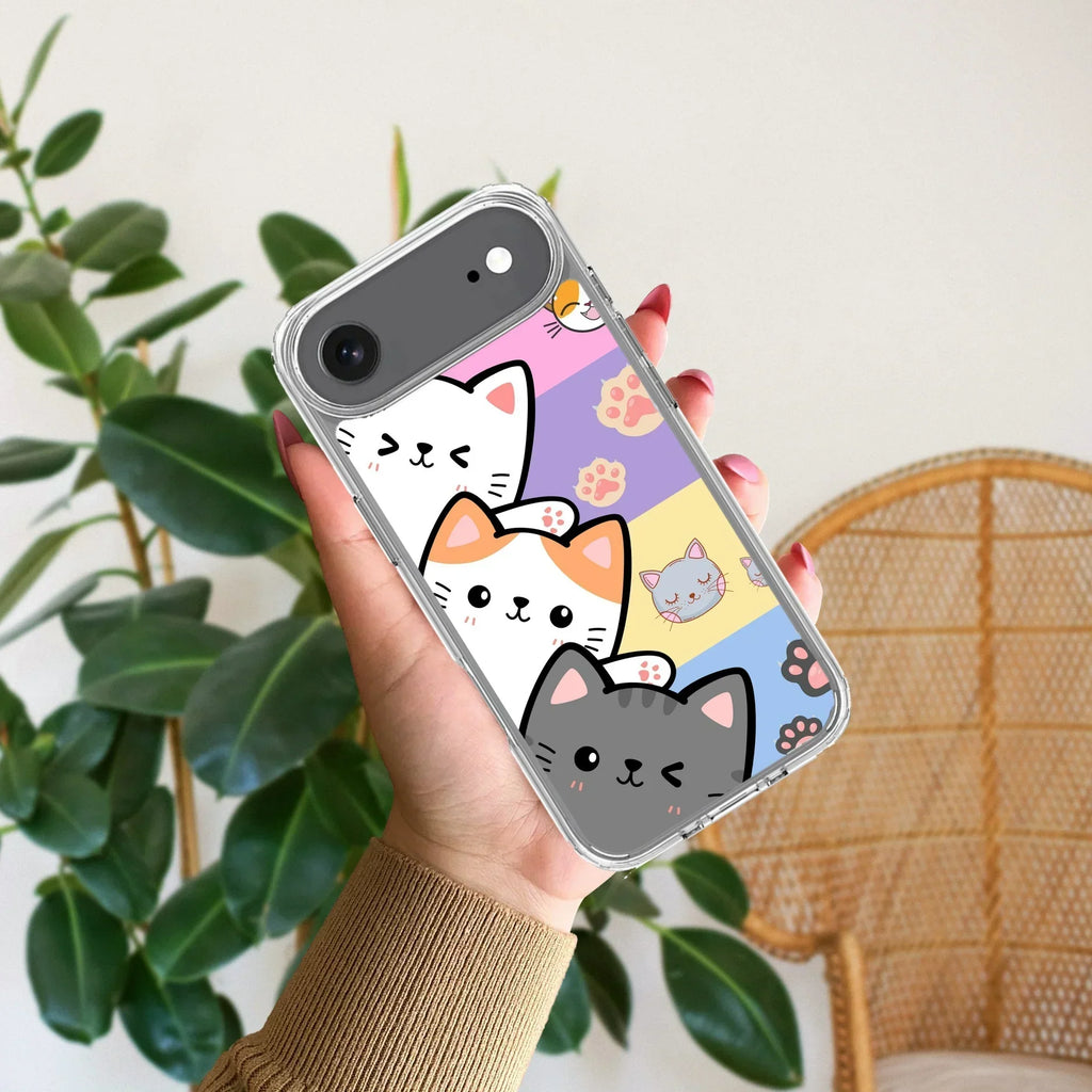 Cute Cat Transparent Silicon Case For iPhone 13 Mini