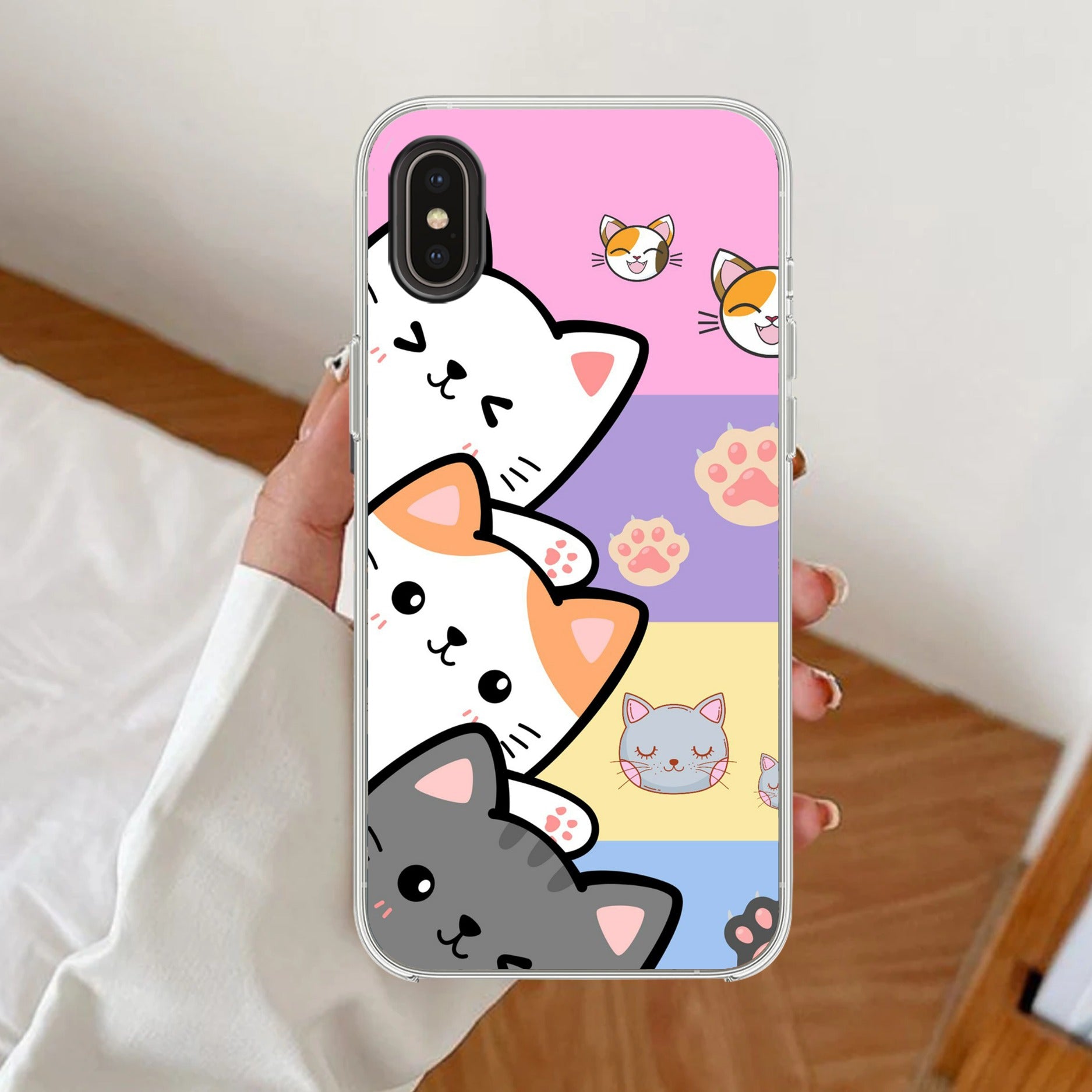 Cute Cat Transparent Silicon Case For iPhone Xs Max