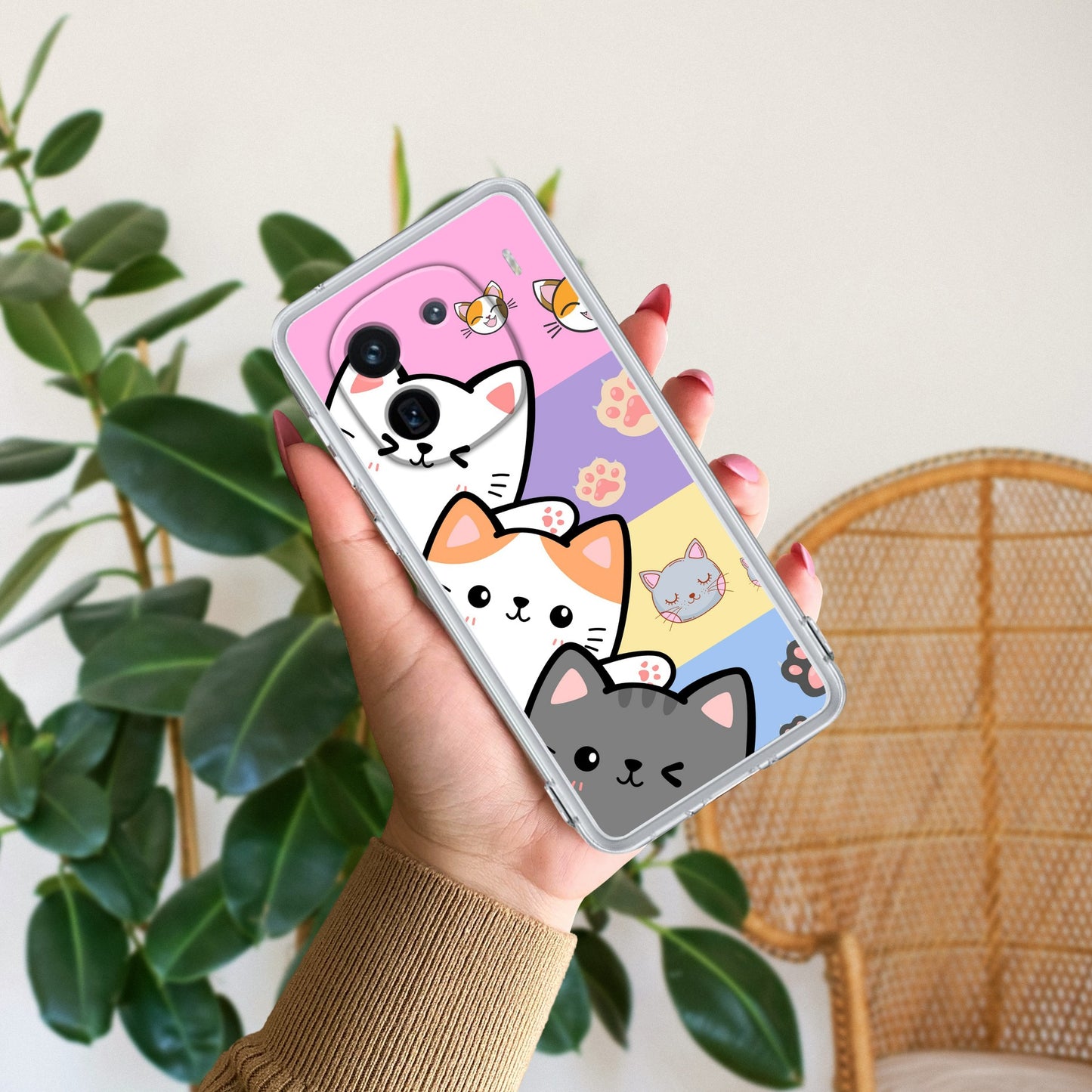 Cute Cat Transparent Silicon Case For iQOO