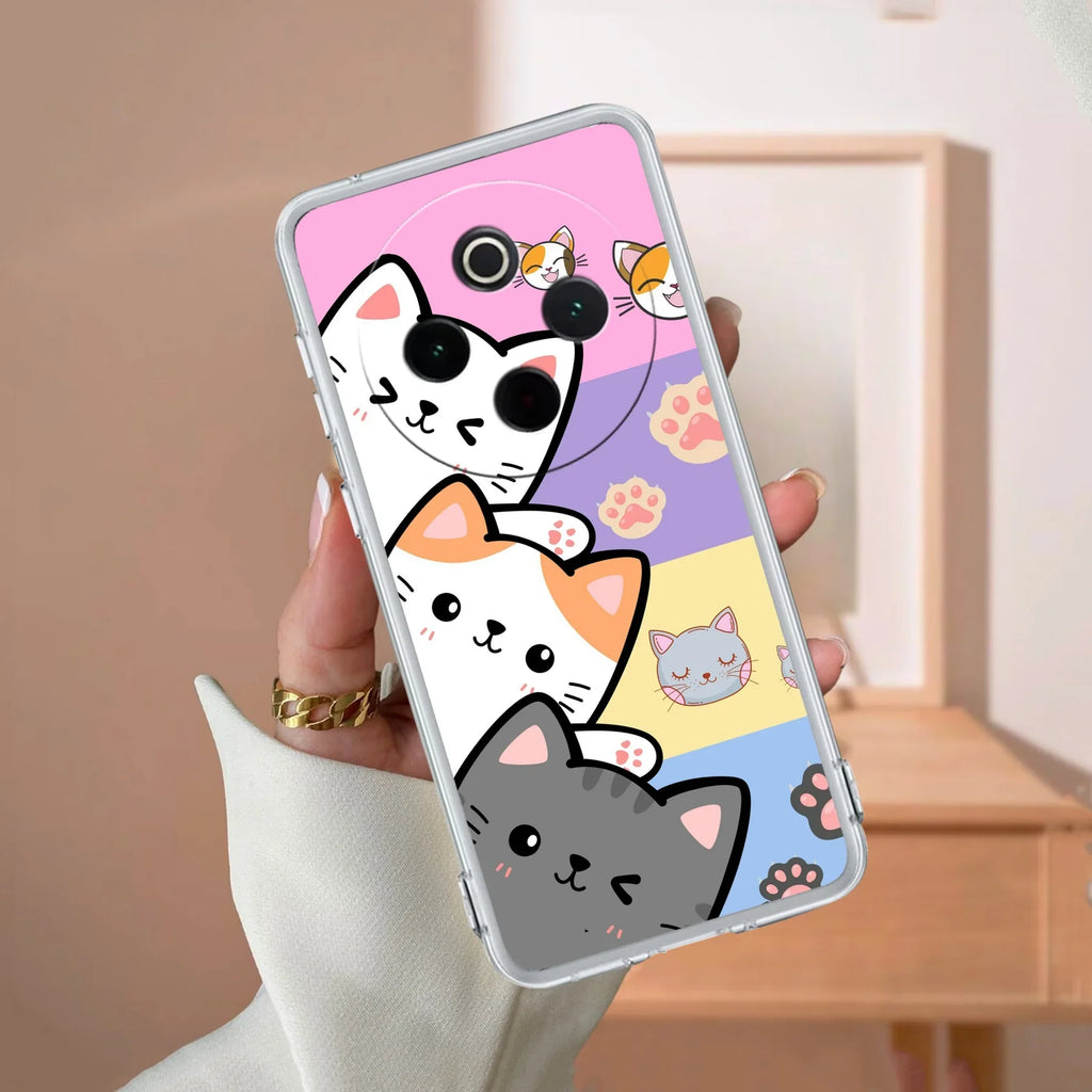 Cute Cat Transparent Silicon Case For iQOO Z10 5G