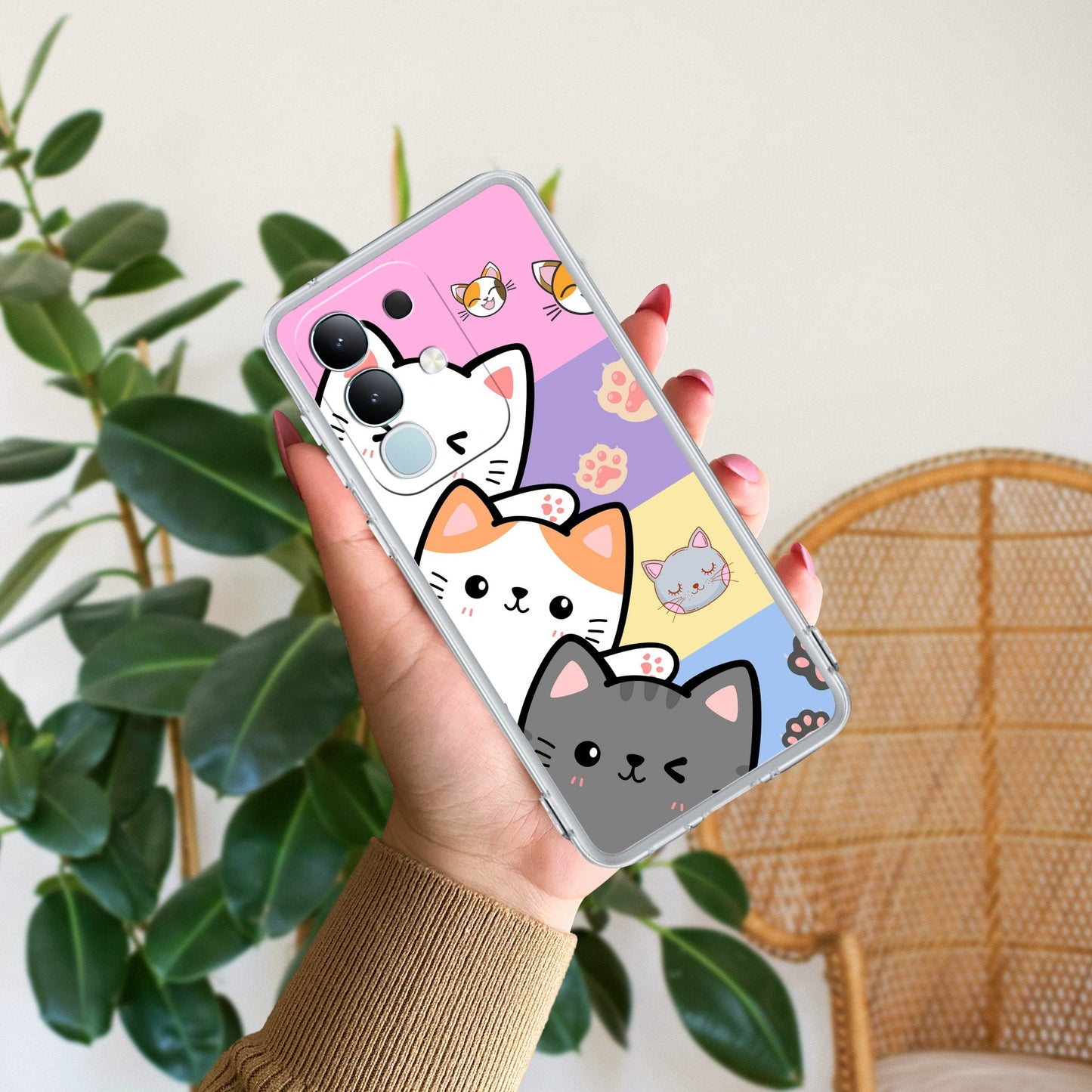 Cute Cat Transparent Silicon Case For iQOO