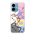 Cute Cat Transparent Silicon Case For iQOO Z6 Lite 5G
