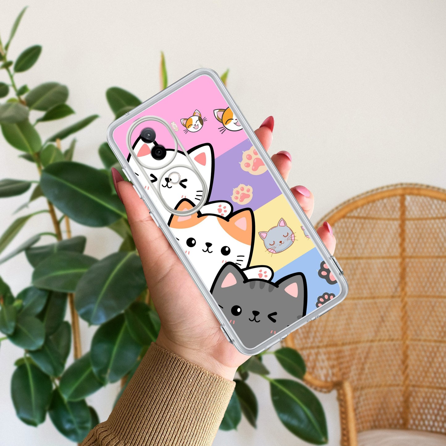 Cute Cat Transparent Silicon Case For iQOO