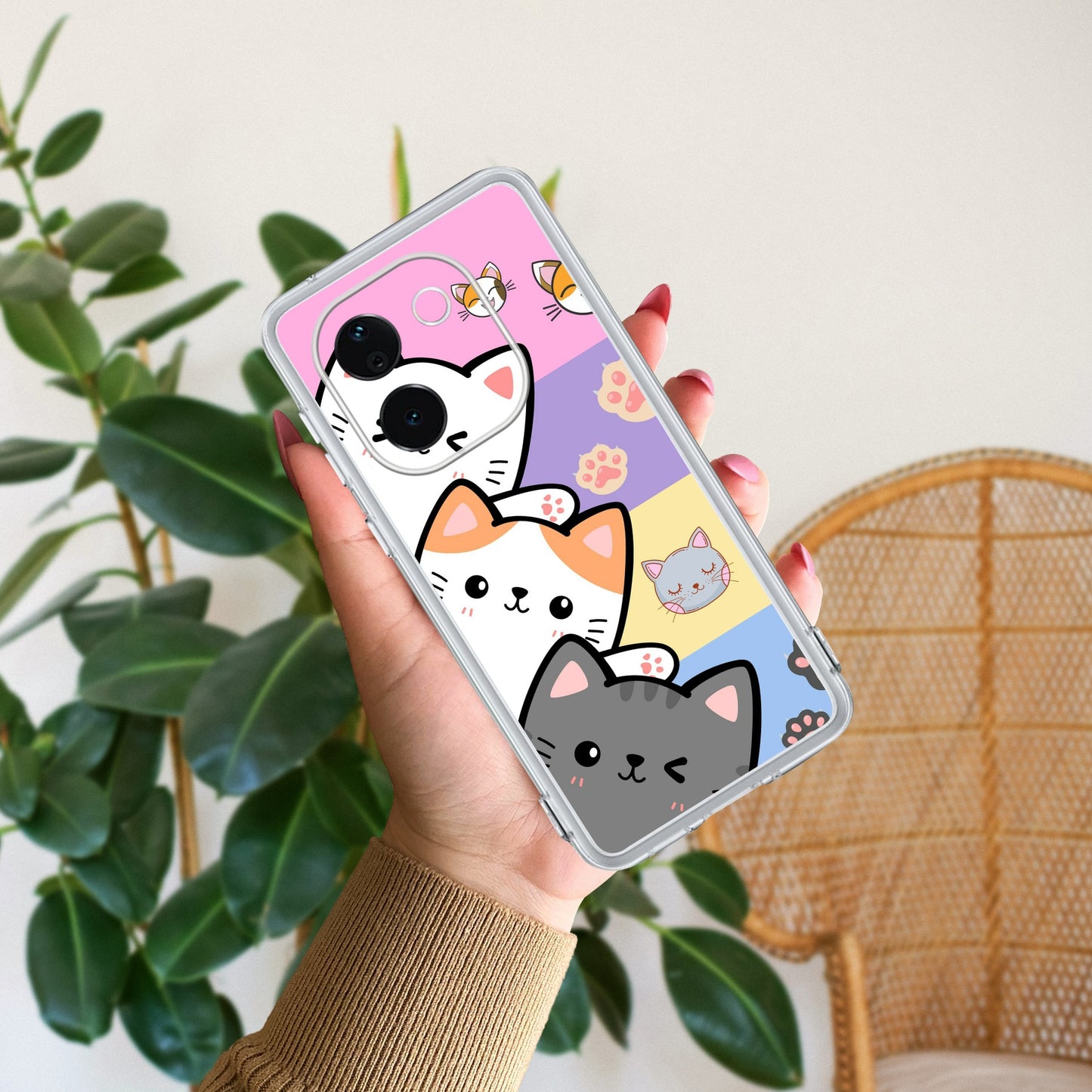 Cute Cat Transparent Silicon Case For iQOO