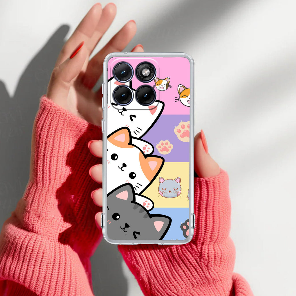Cute Cat Anti Yellow Case For Motorola G67 Power 5G