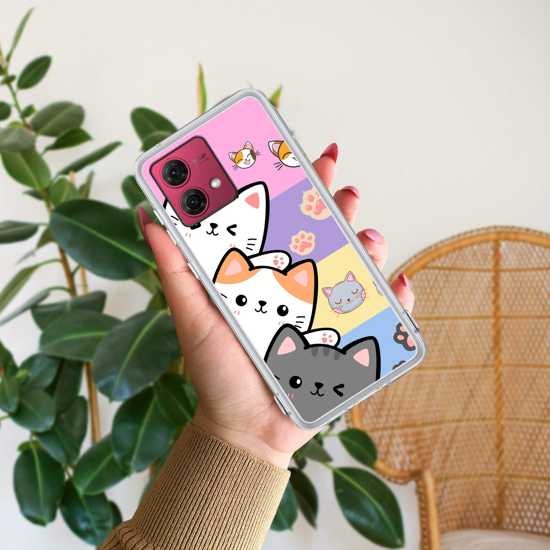 Cute Cat Anti Yellow Case For Motorola G84 5G