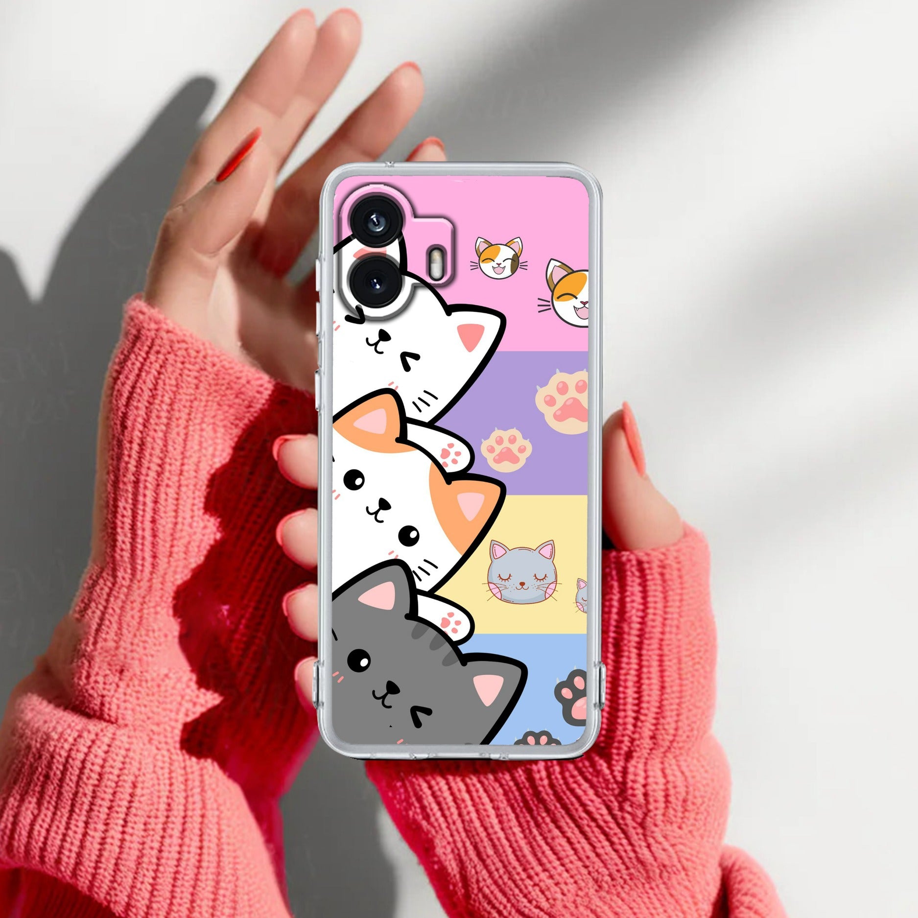 Cute Cat Anti Yellow Case For Nothing Phone 2