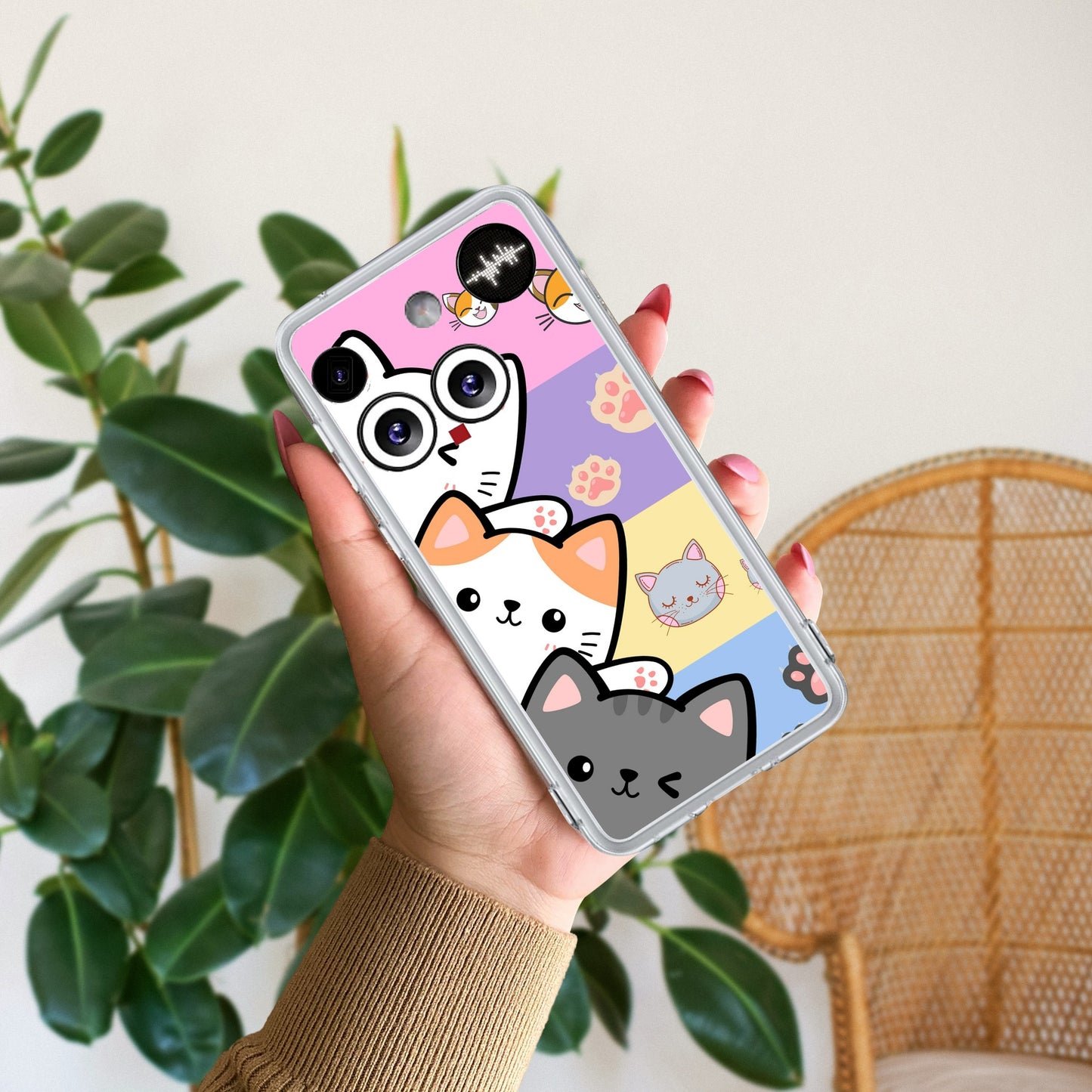 Cute Cat Transparent Silicon Case For Nothing