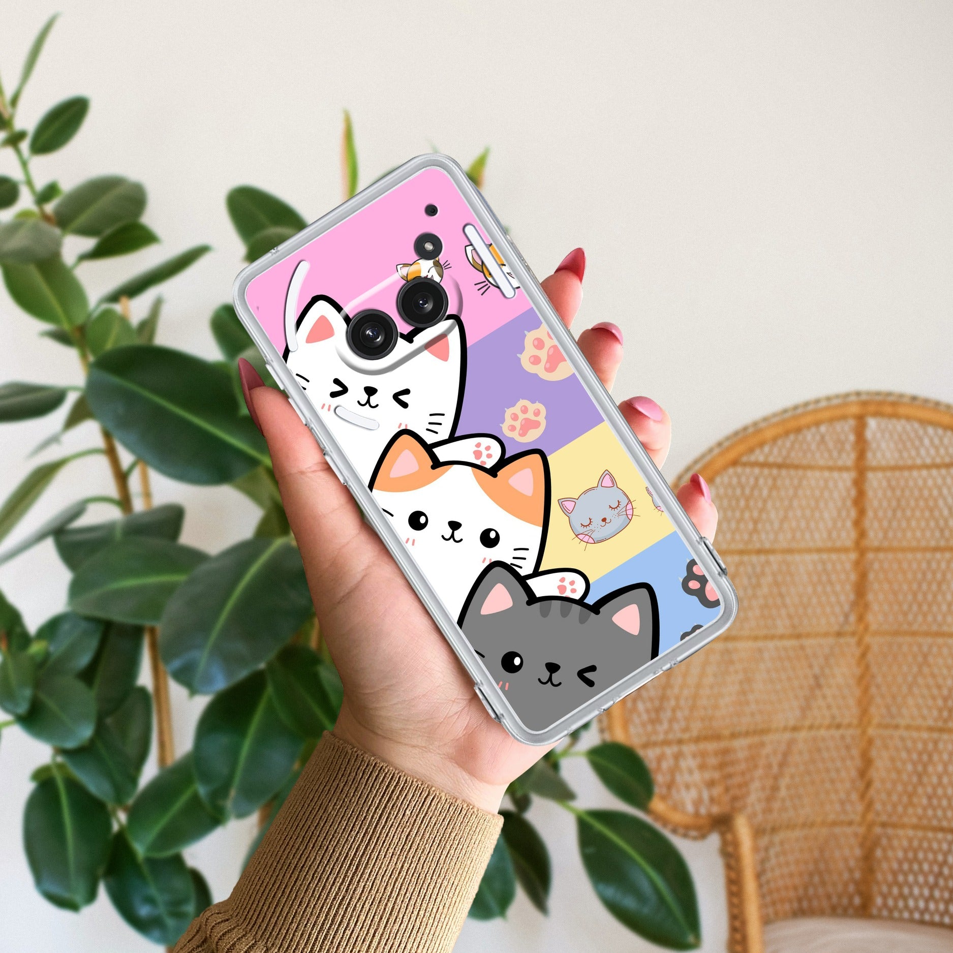 Cute Cat Anti Yellow Case For Nothing Phone 2a Plus