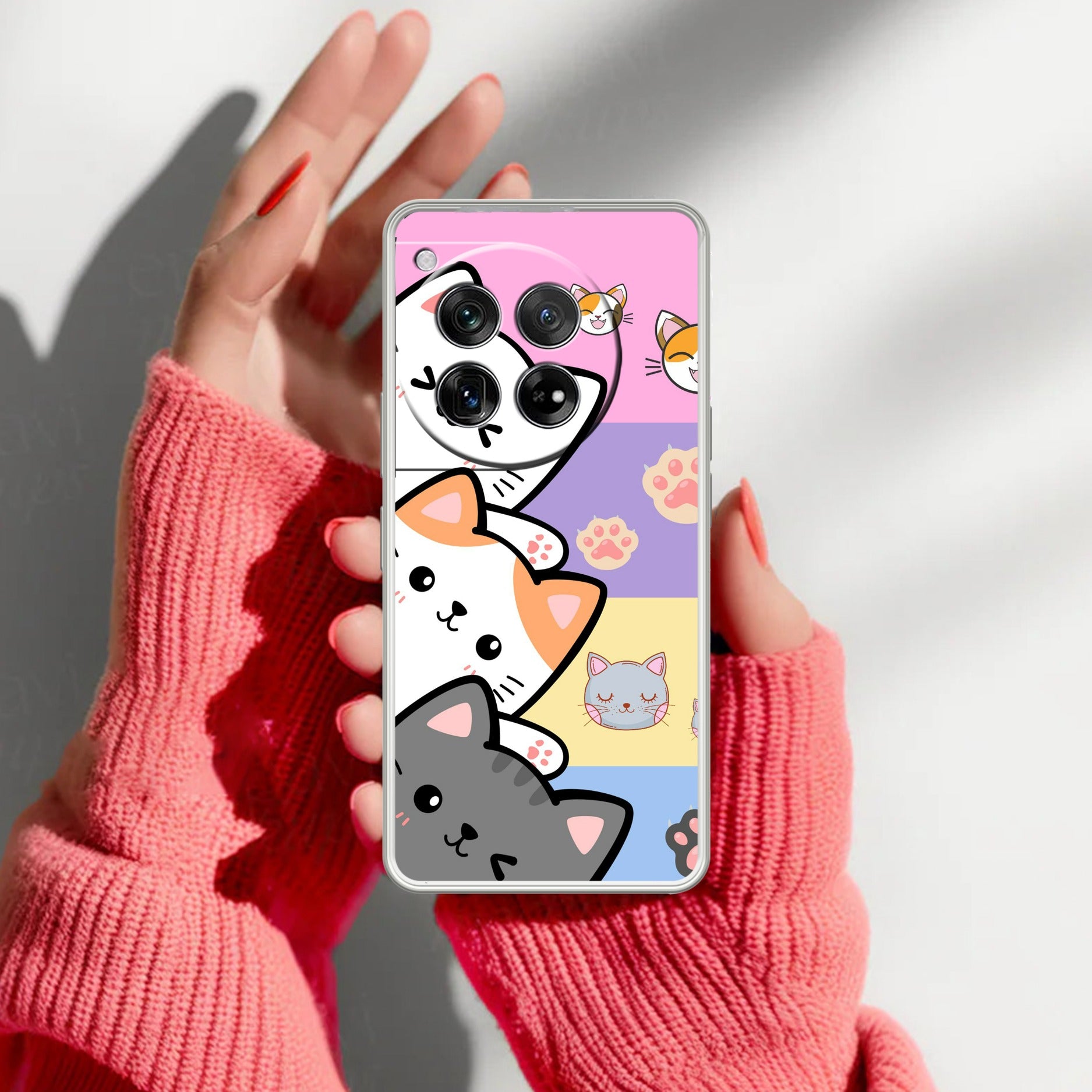 Cute Cat Transparent Silicon Case For OnePlus Nord CE 2 5G
