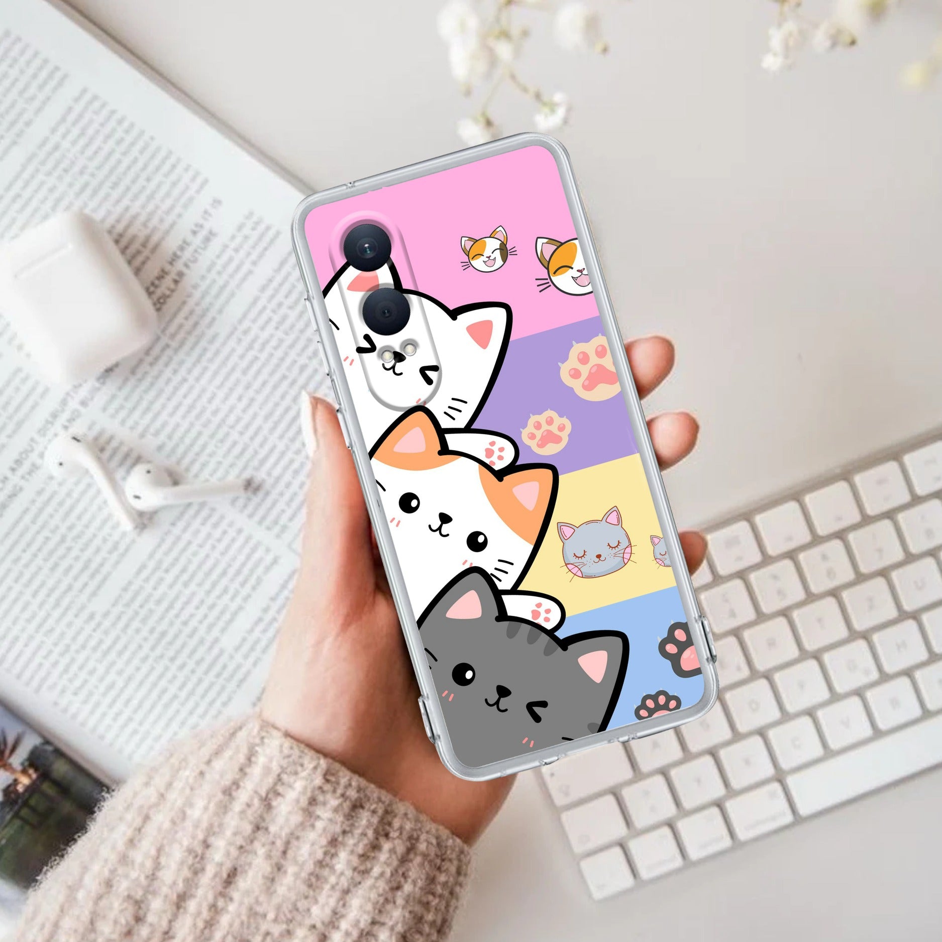 Cute Cat Transparent Silicon Case For OnePlus