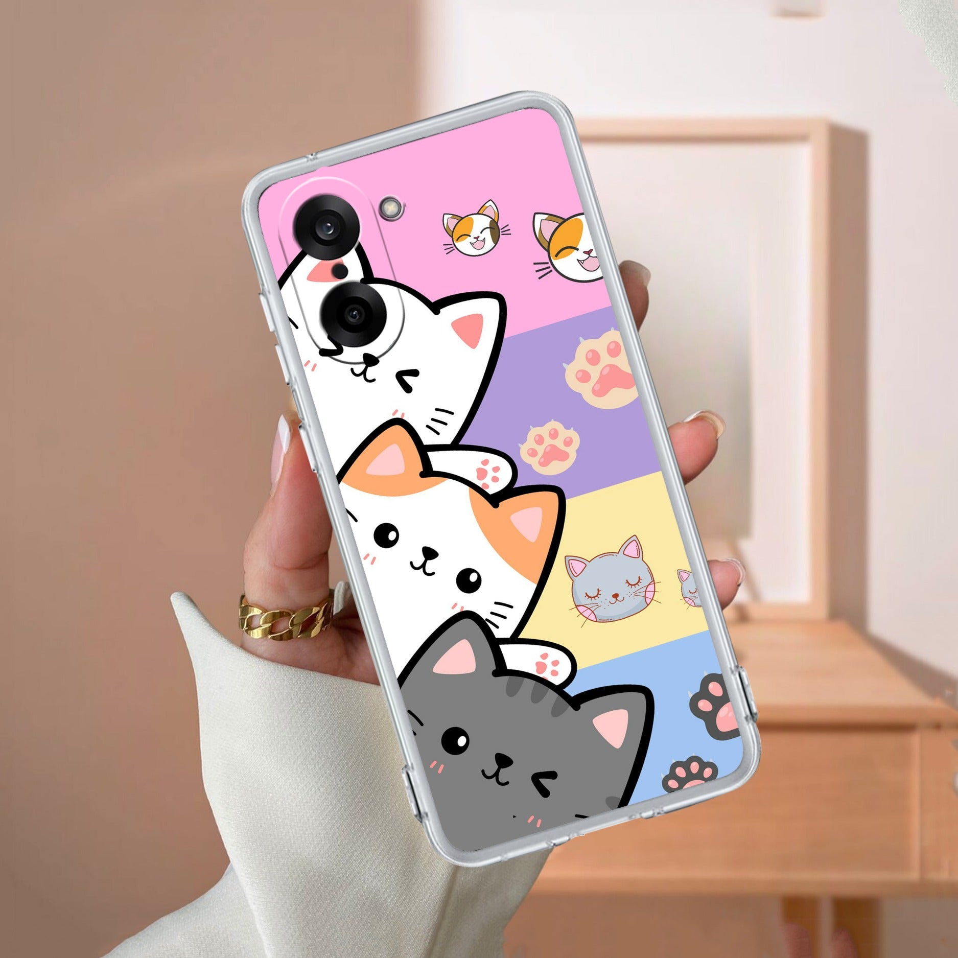 Cute Cat Transparent Silicon Case For OnePlus
