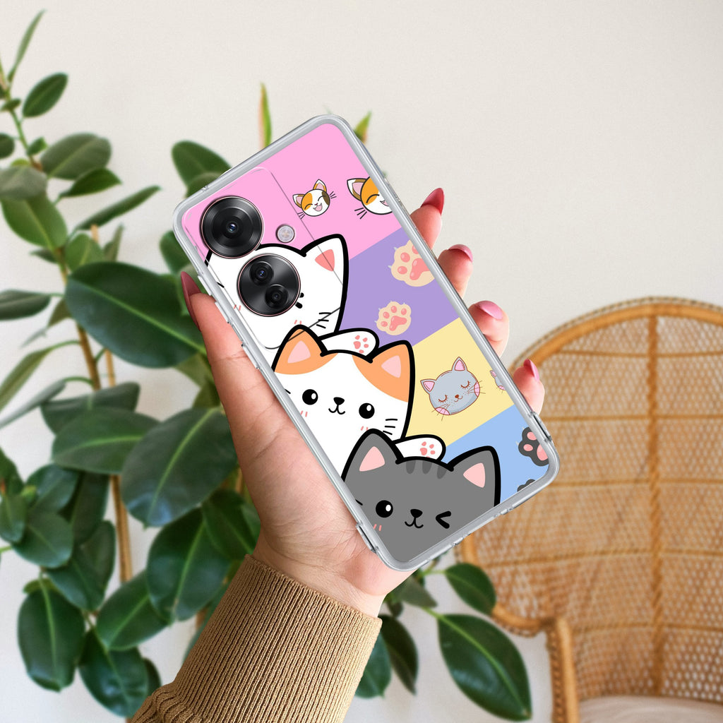 Cute Cat Customize Anti Yellow Case For Oppo F25 Pro 5G