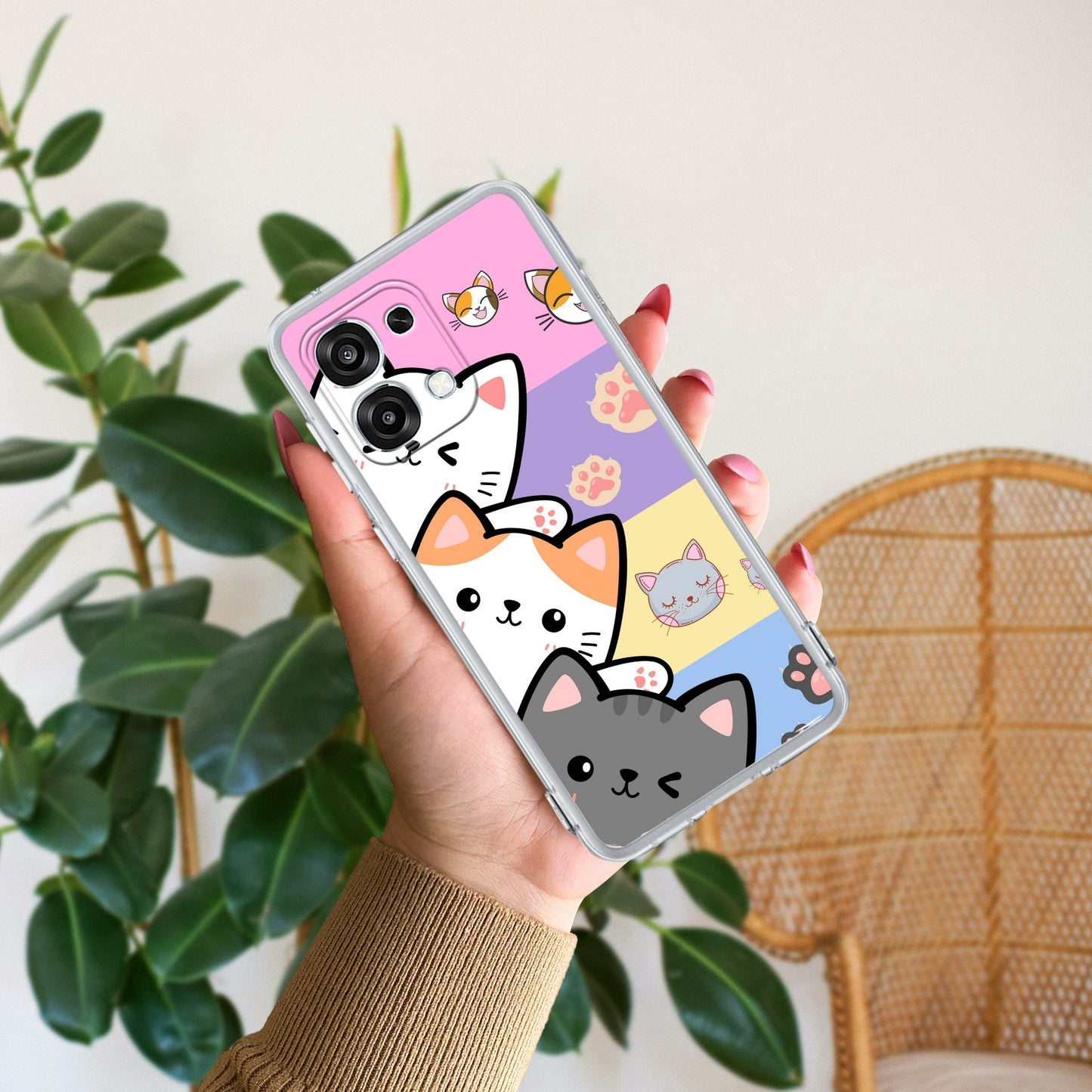 Cute Cat Transparent Silicon Case For Oppo