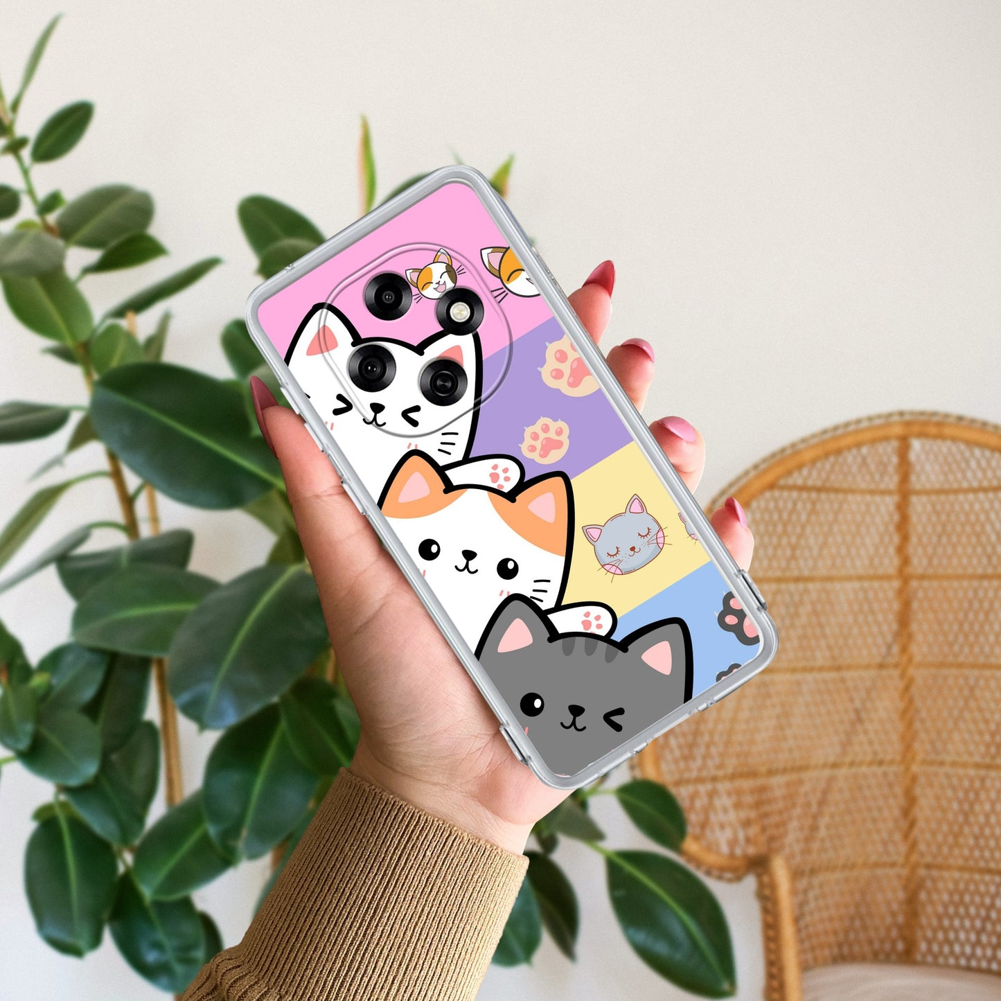 Cute Cat Transparent Silicon Case For Oppo