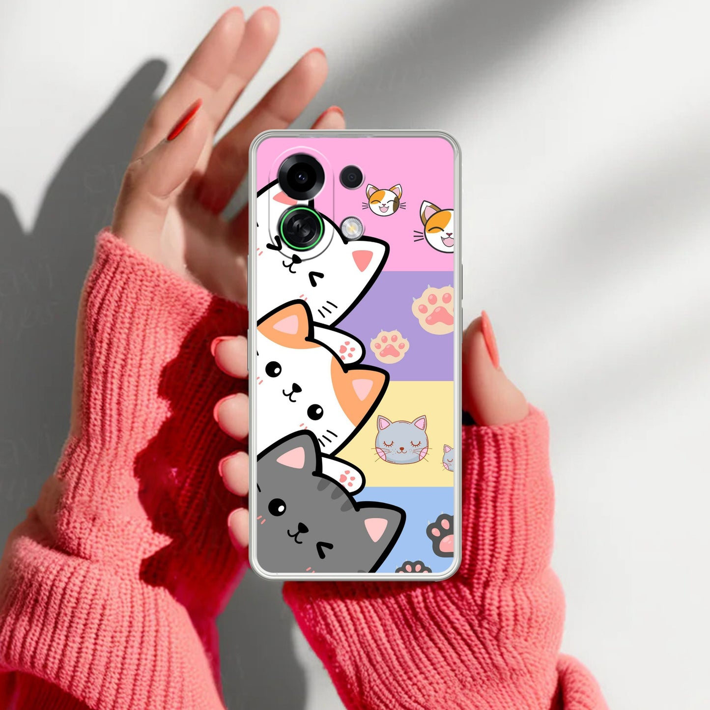 Cute Cat Transparent Silicon Case For Oppo