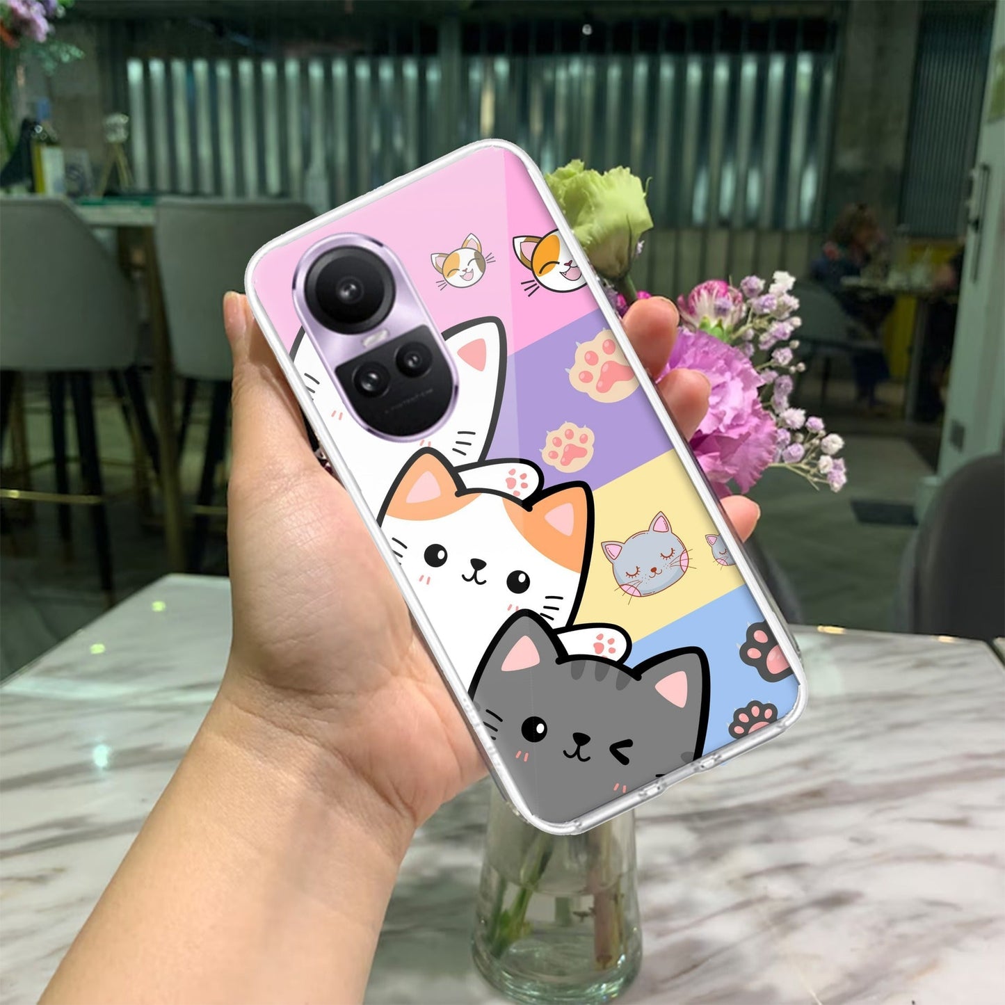 Cute Cat Transparent Silicon Case For Oppo
