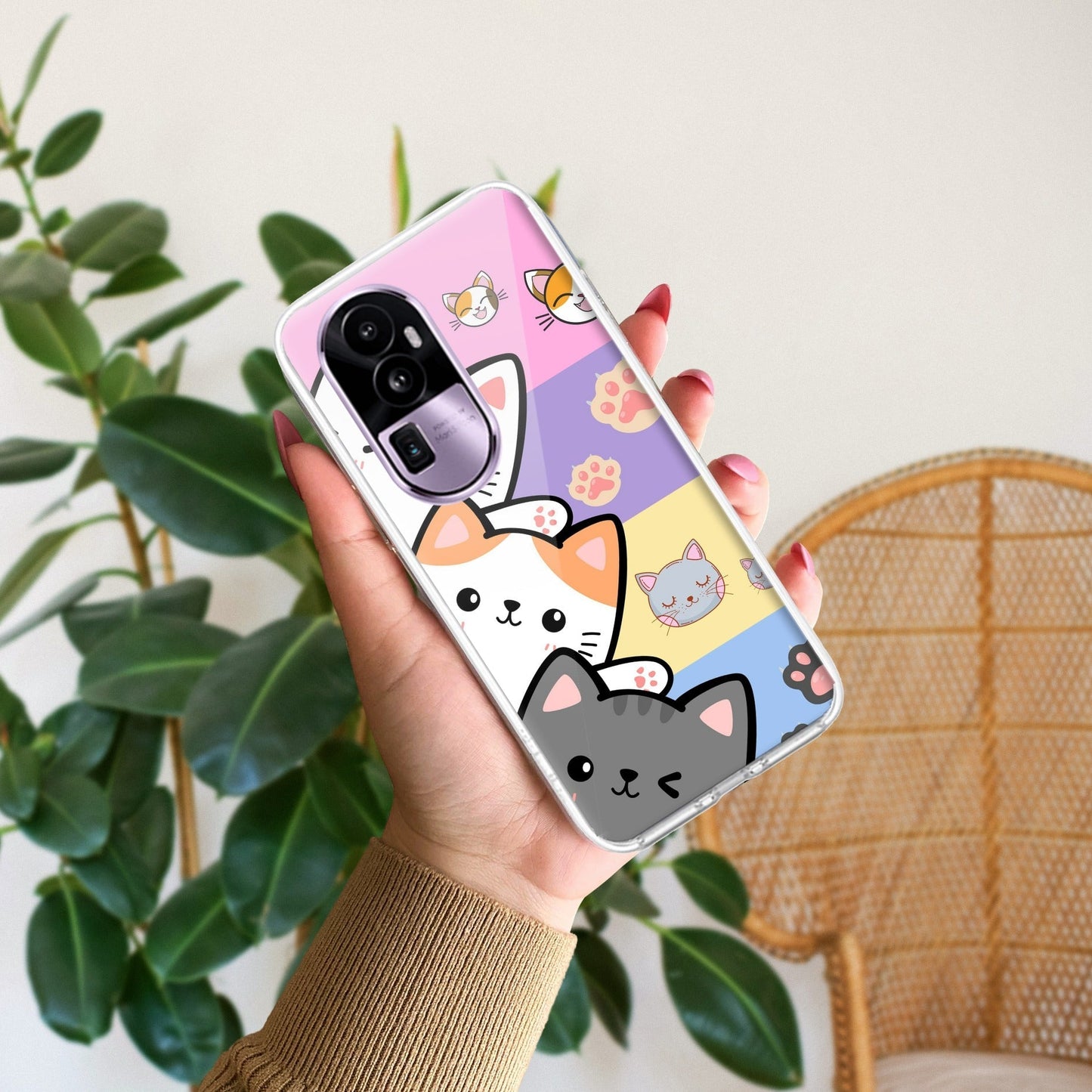 Cute Cat Transparent Silicon Case For Oppo