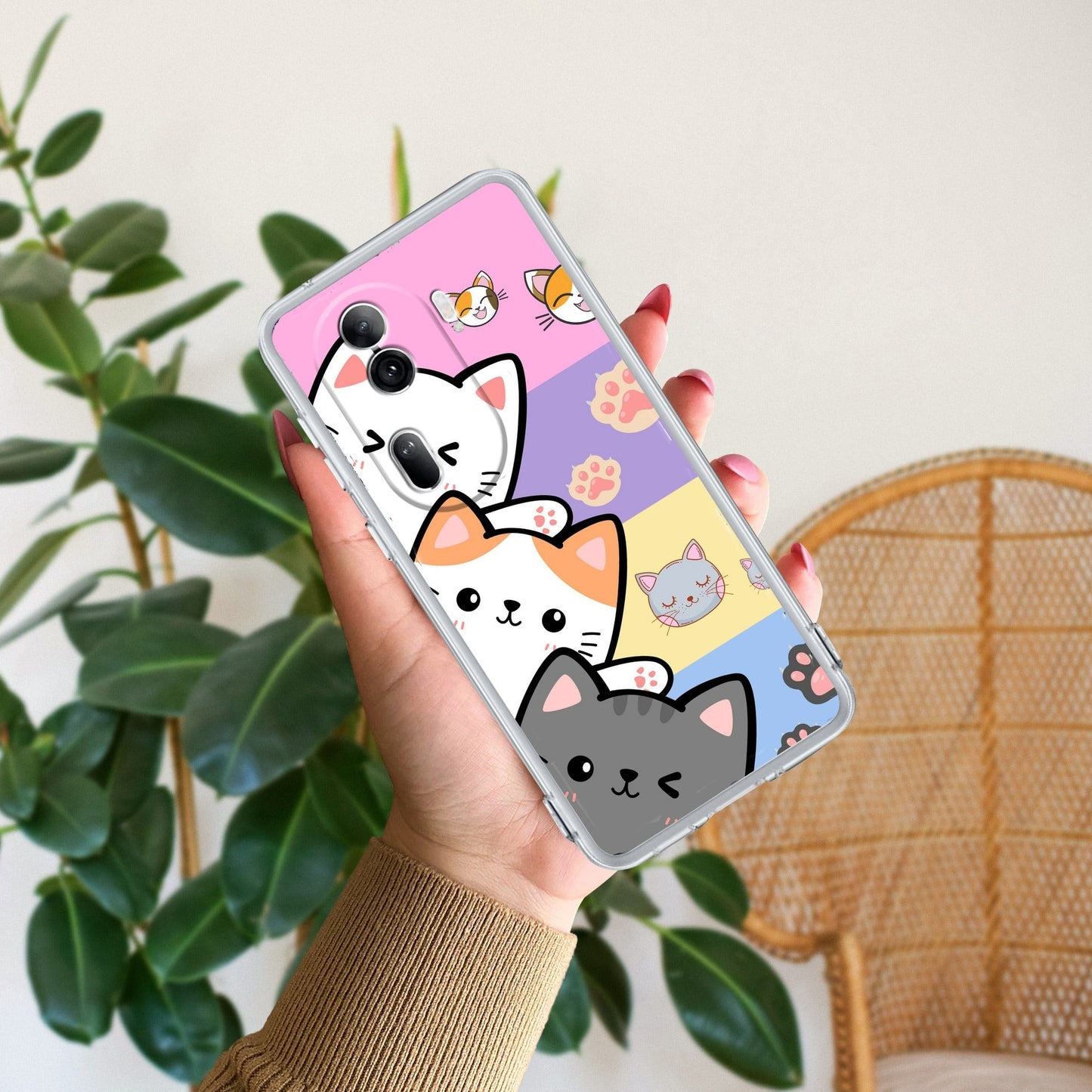 Cute Cat Transparent Silicon Case For Oppo