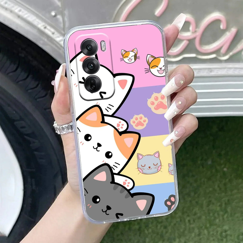 Cute Cat Anti Yellow Case For Oppo Reno 12 Pro 5G