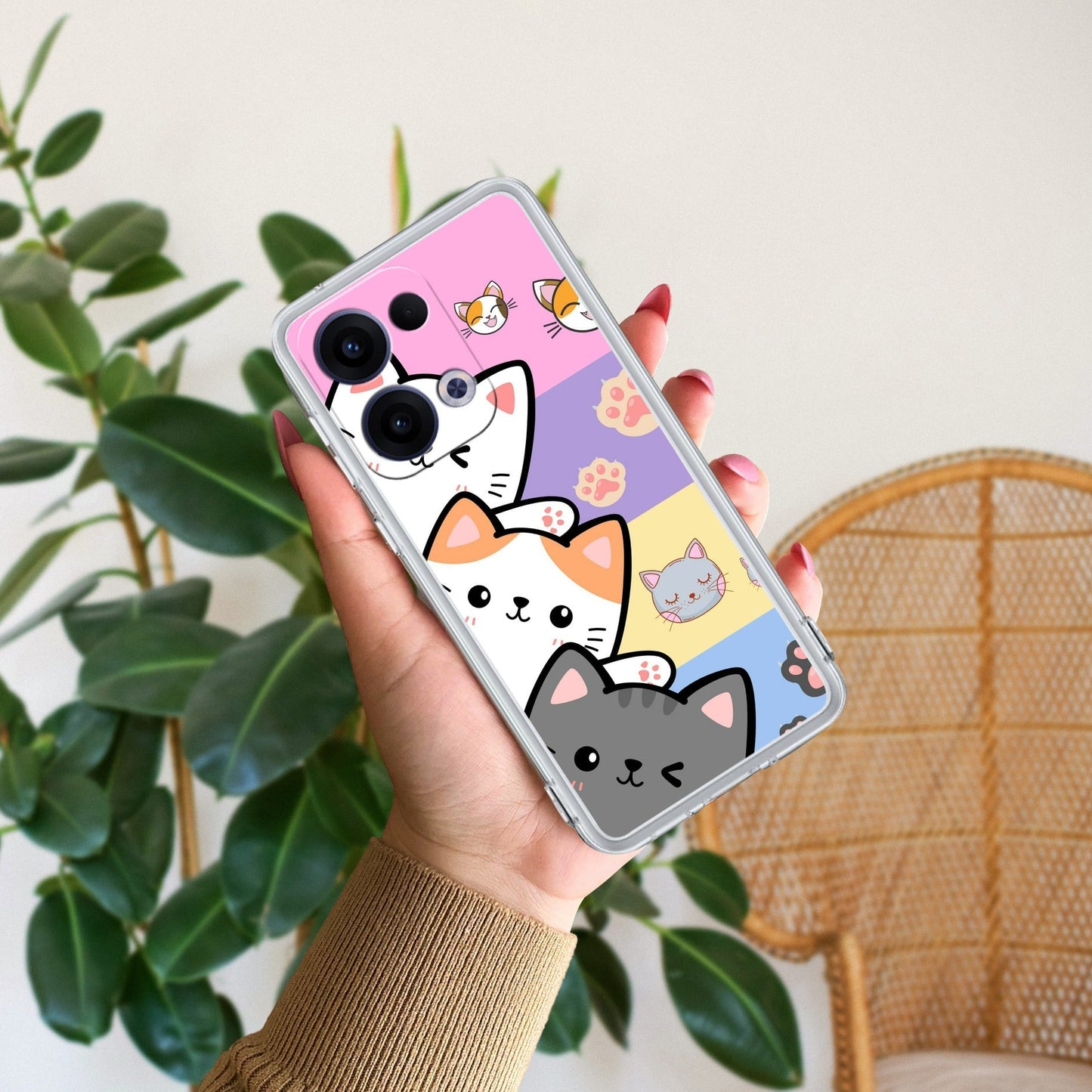 Cute Cat Transparent Silicon Case For Oppo
