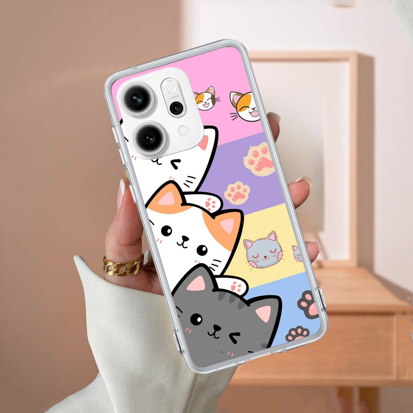 Cute Cat Transparent Silicon Case For Oppo