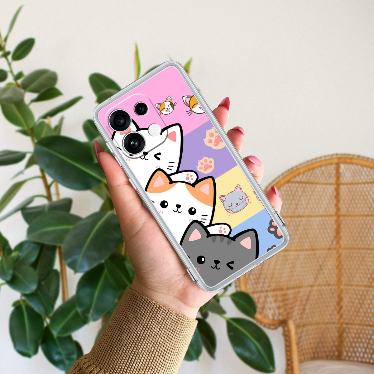 Cute Cat Anti Yellow Case For Oppo Reno 16C 5G