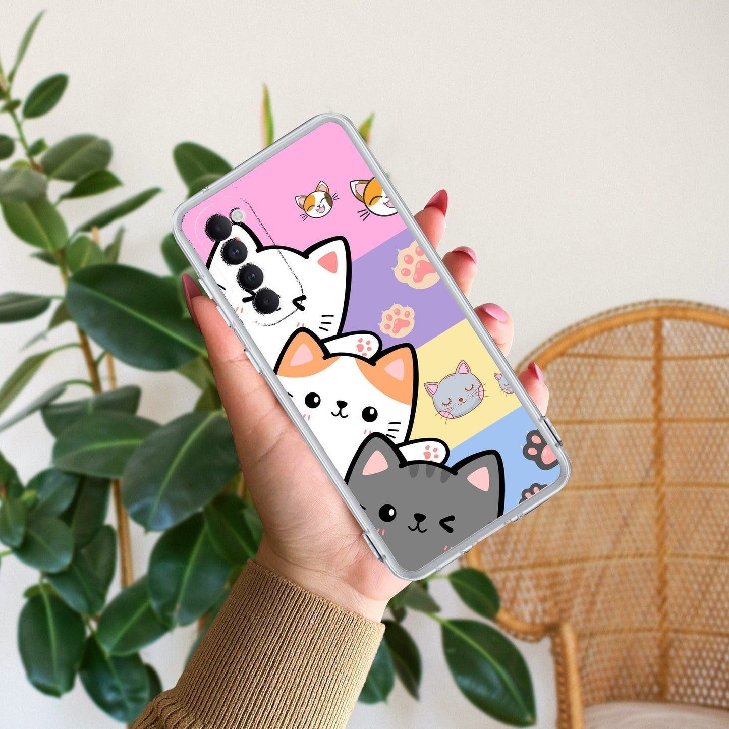 Cute Cat Transparent Silicon Case For Oppo
