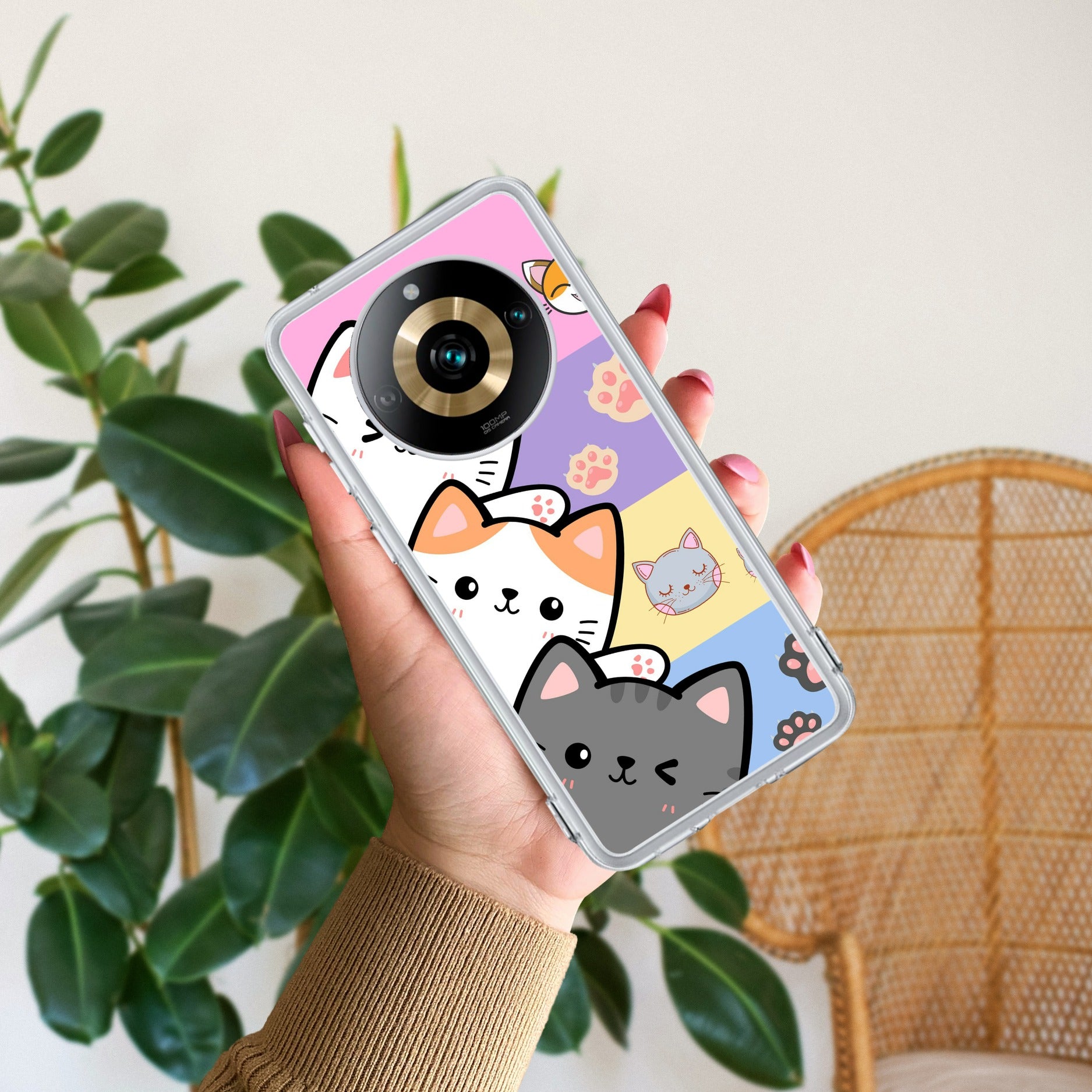 Cute Cat Customize Anti Yelllow Case For Realme 11 Pro Plus 5G