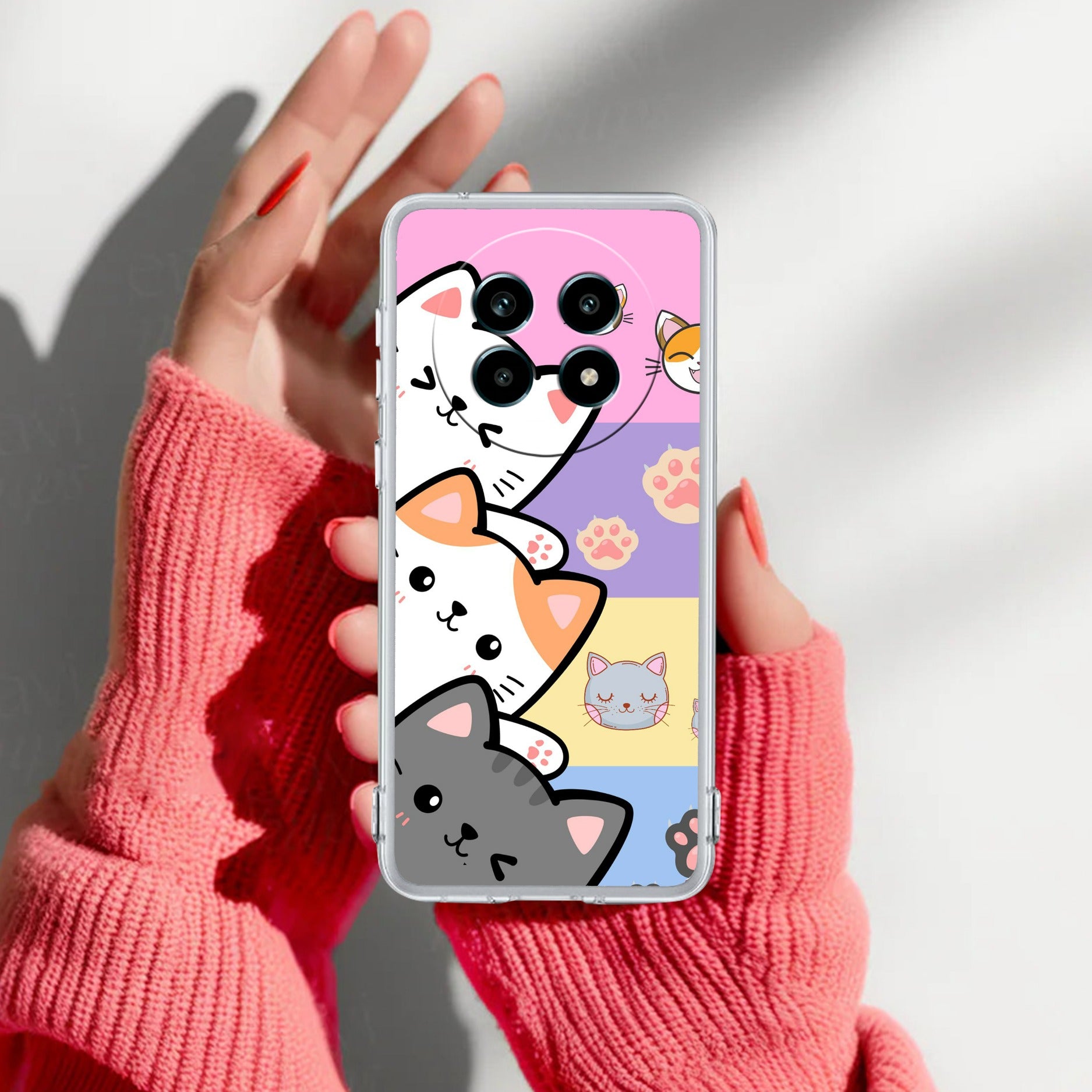 Cute Cat Customize Anti Yelllow Case For Realme 14 Pro Lite 5G