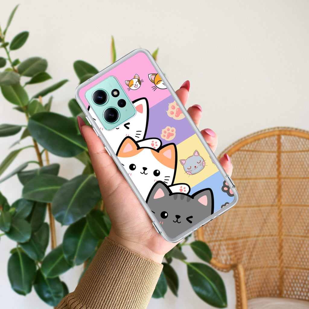 Cute Cat Transparent Silicon Case For Redmi Note 11