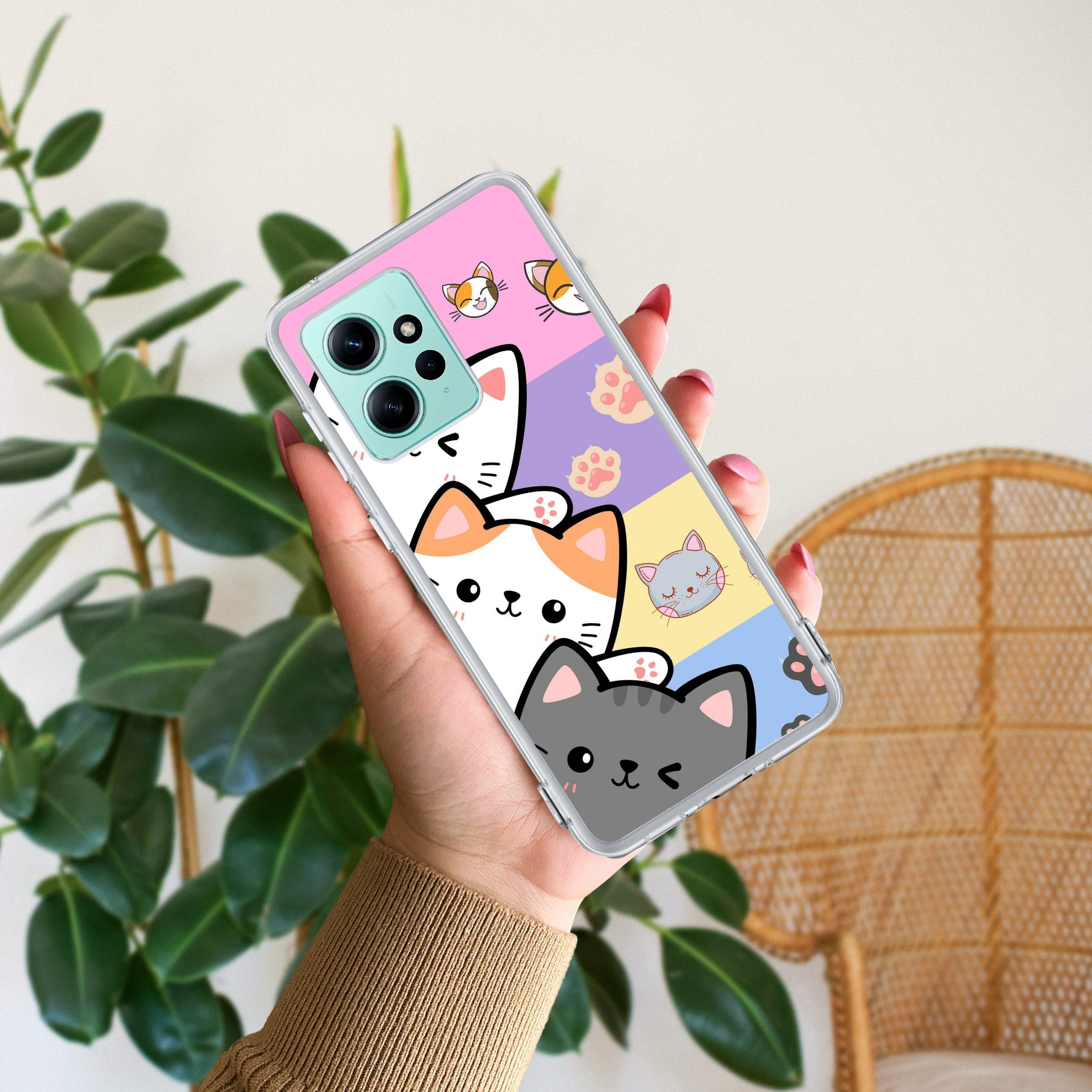 Cute Cat Transparent Silicon Case For Redmi Note 11