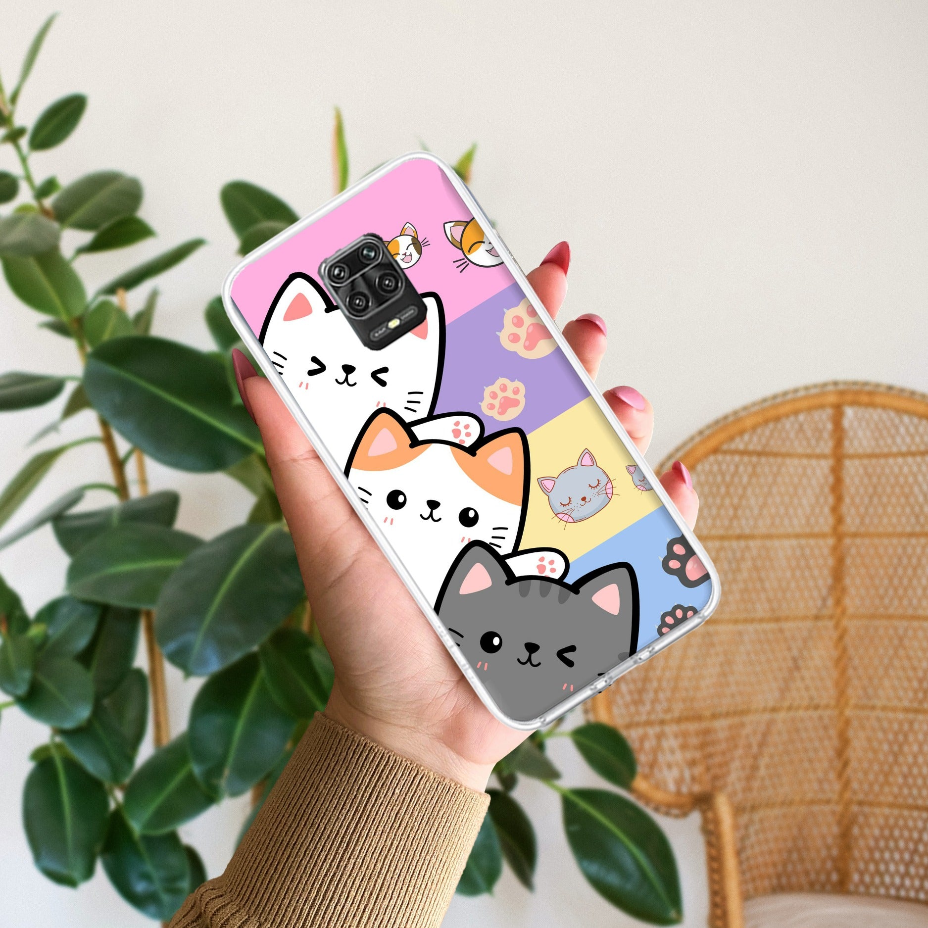 Cute Cat Transparent Silicon Case For Redmi Note 14 5G