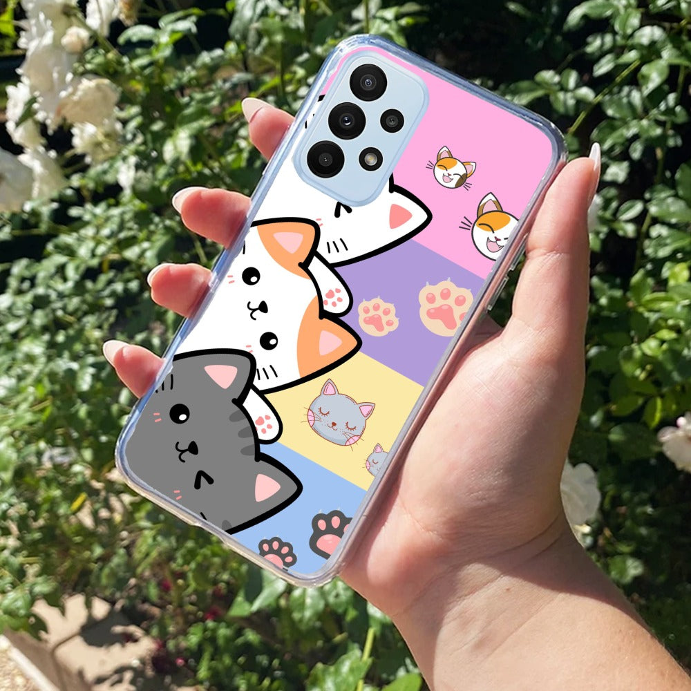 Cute Cat Transparent Silicon Case For Samsung