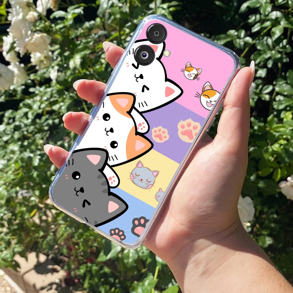 Cute Cat Transparent Silicon Case For Samsung