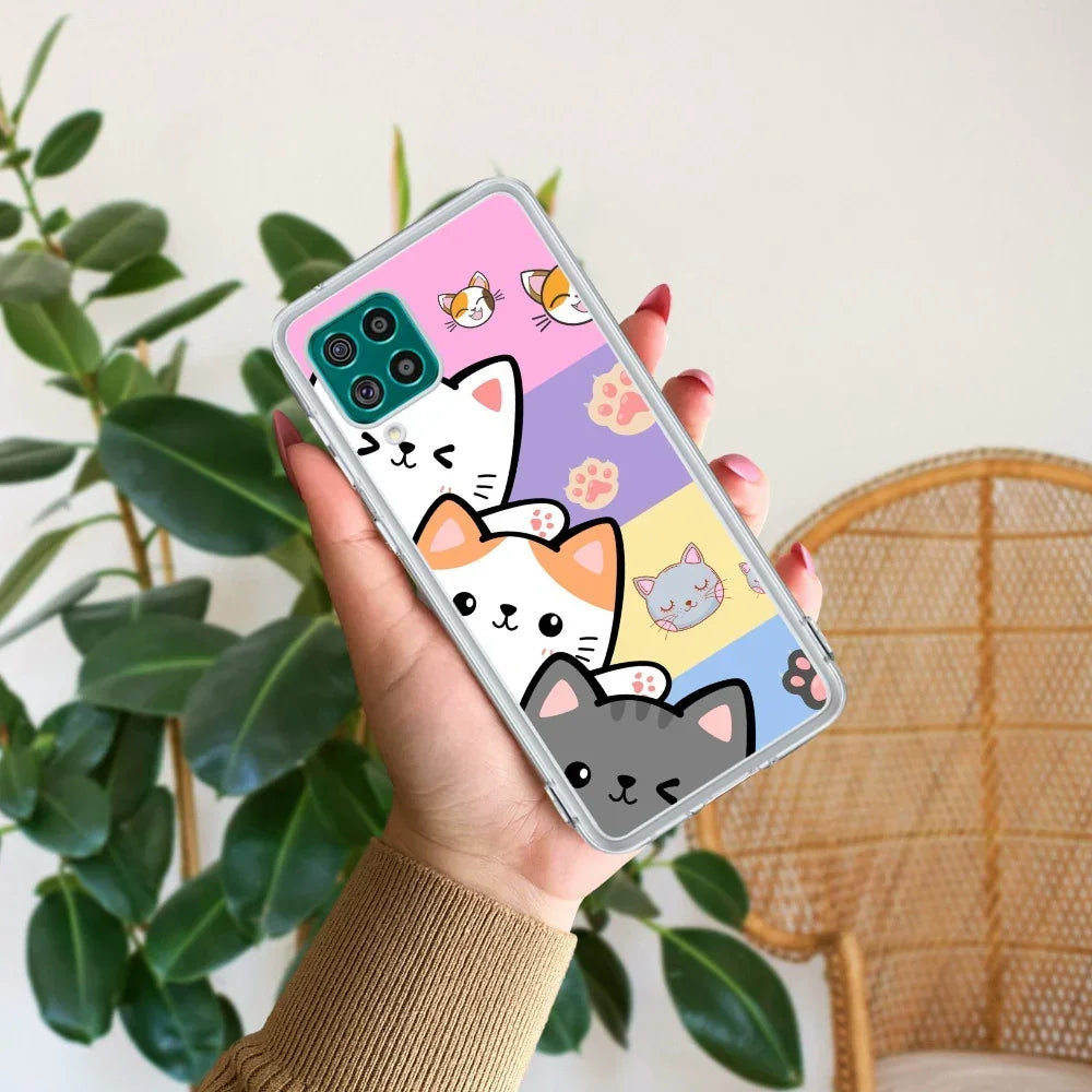 Cute Cat Anti Yellow Case For Samsung Galaxy M32 (4G) / A22 (4G) / F22
